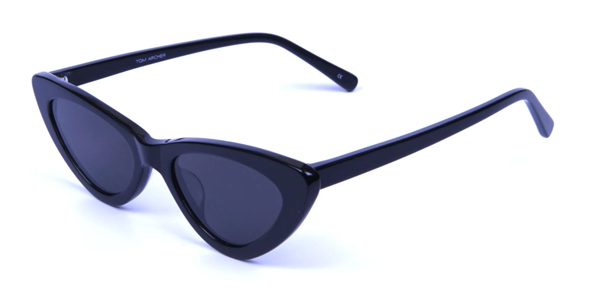 Black Narrow Cat-Eye Sunglasses- 1