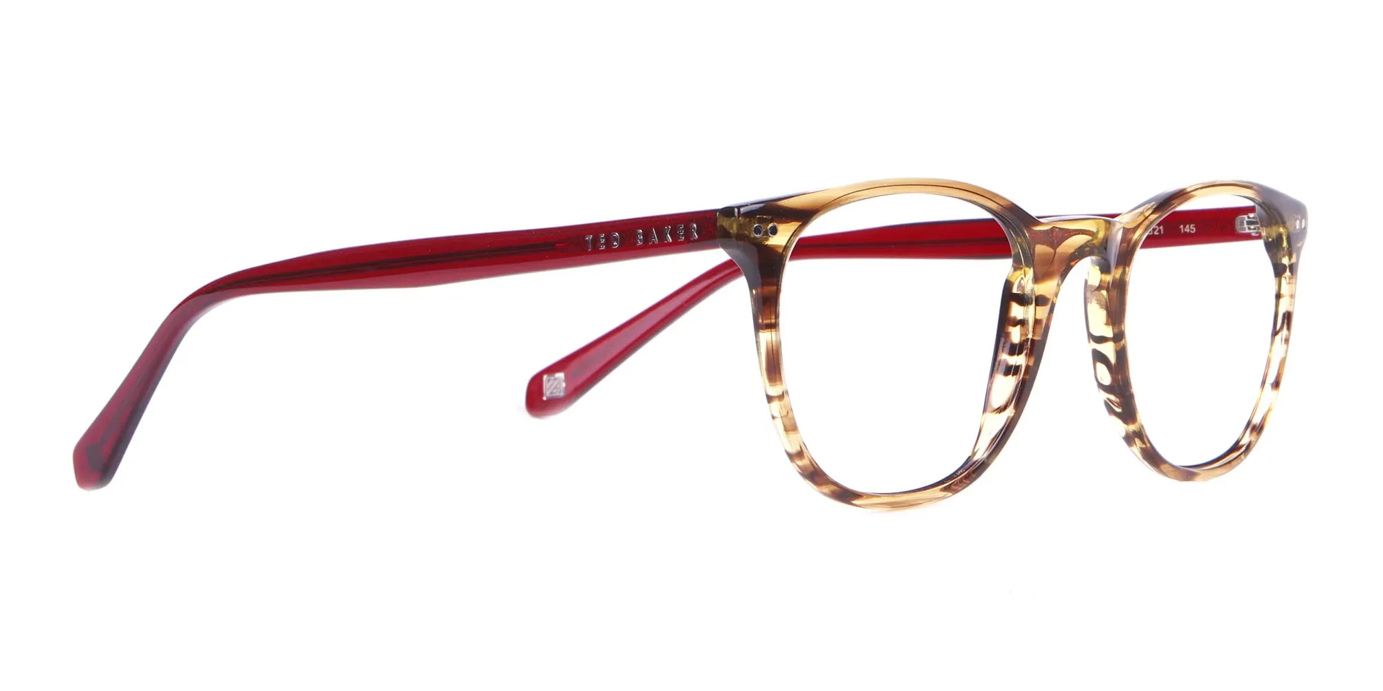 TB8120 Denny Round Glasses Brown Horn & Red-2