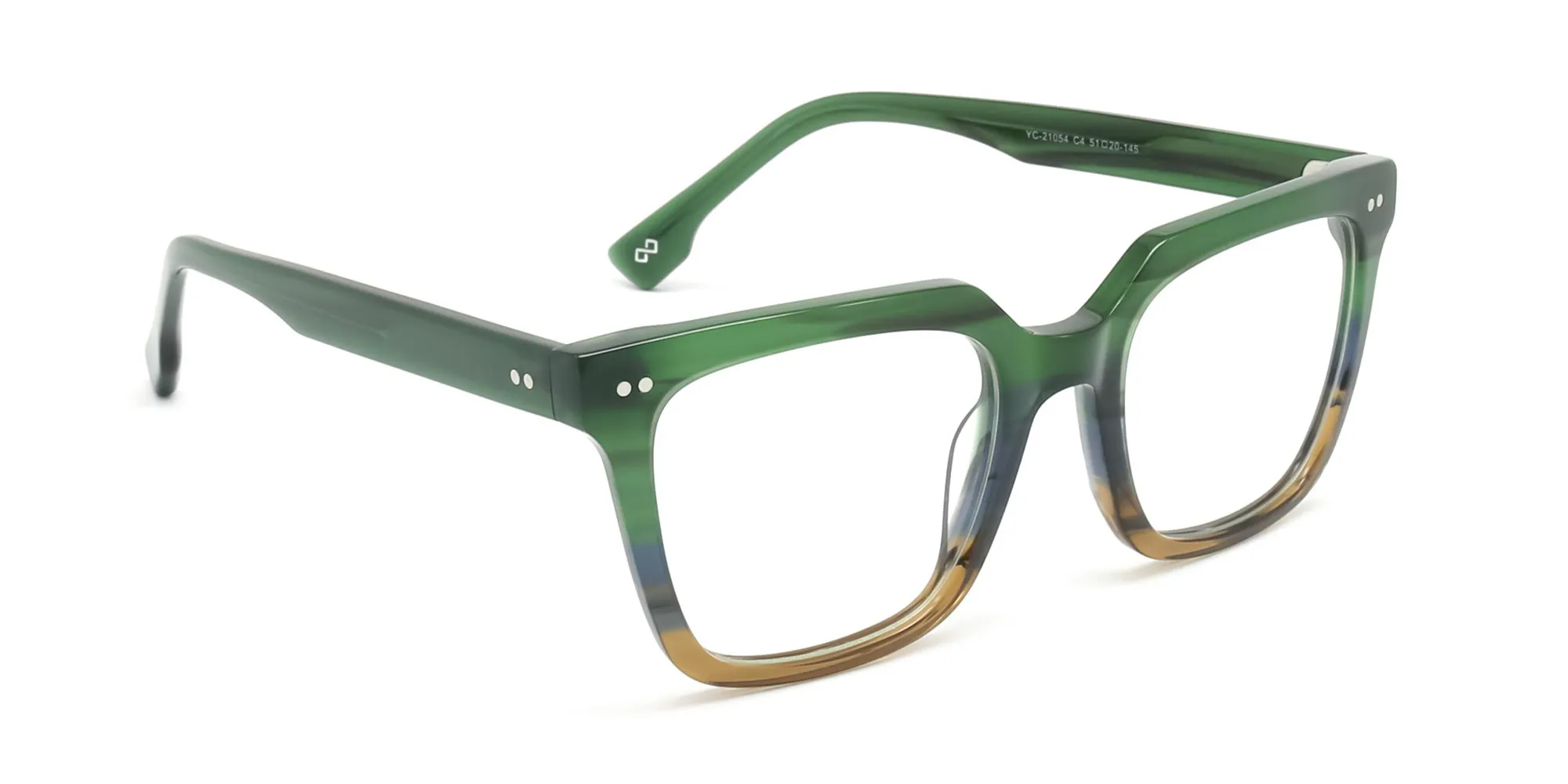 TIM OP3 - Green and Brown Dual Tone Glasses | Specscart.®