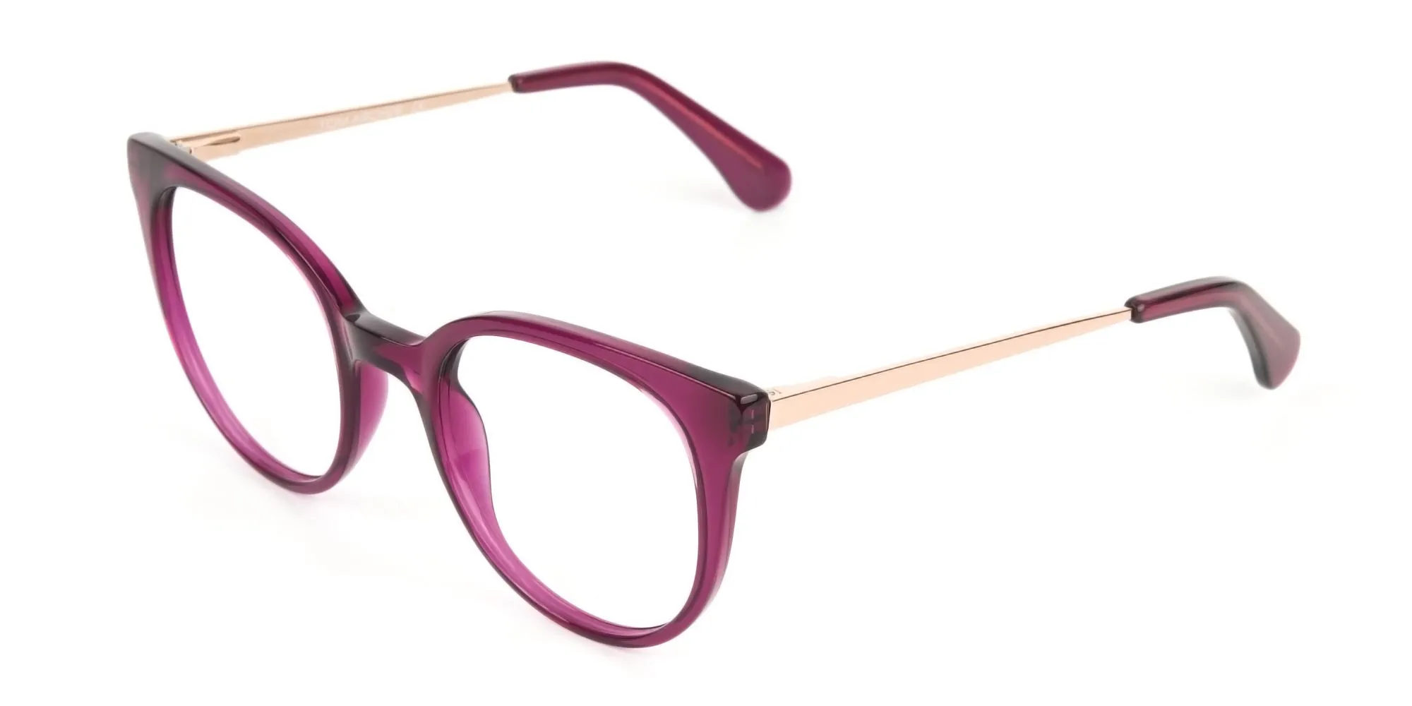 Magenta (Red/Purple) Round Cat-Eye Glasses-1