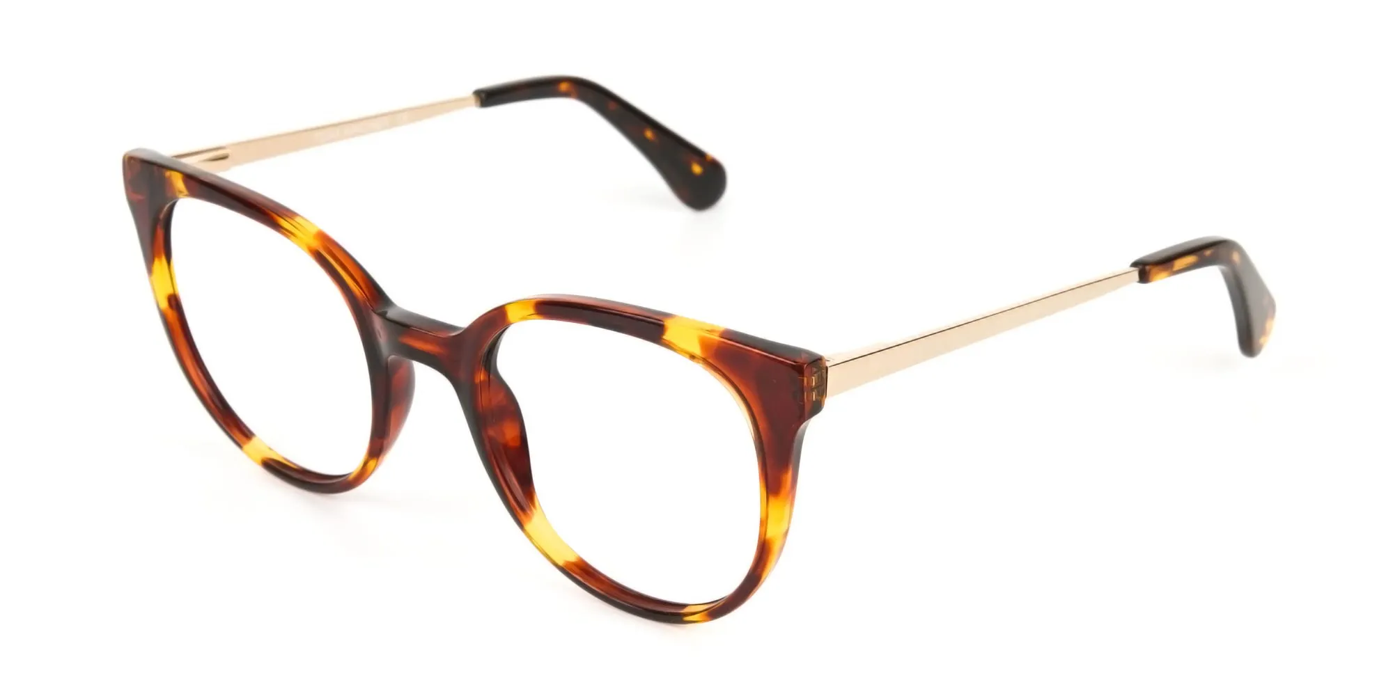 Tortoise Cat-Eye Glasses Gold Temple-2