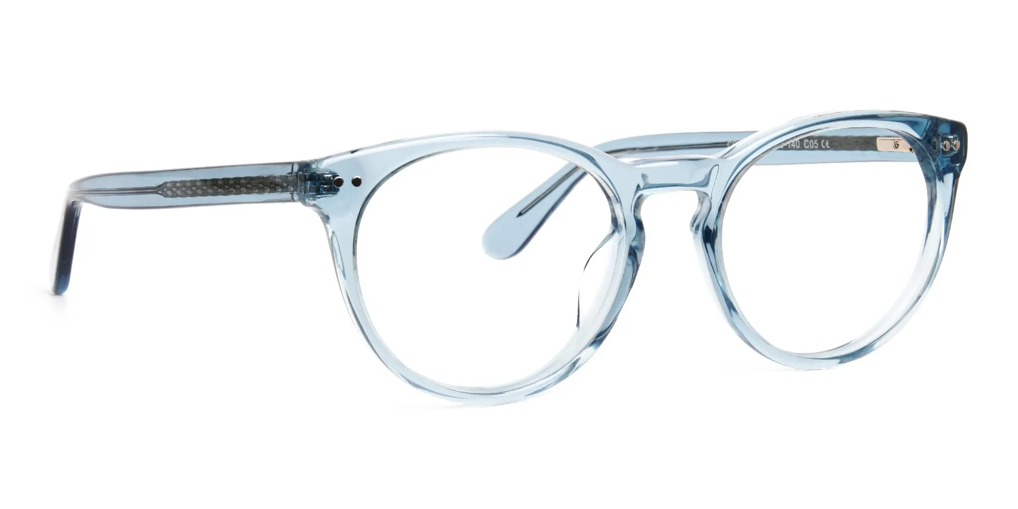 transparent blue round full rim glasses frames-2