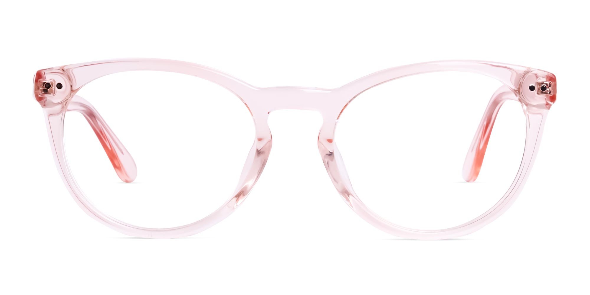 Nude Pink Transparent Round Glasses
