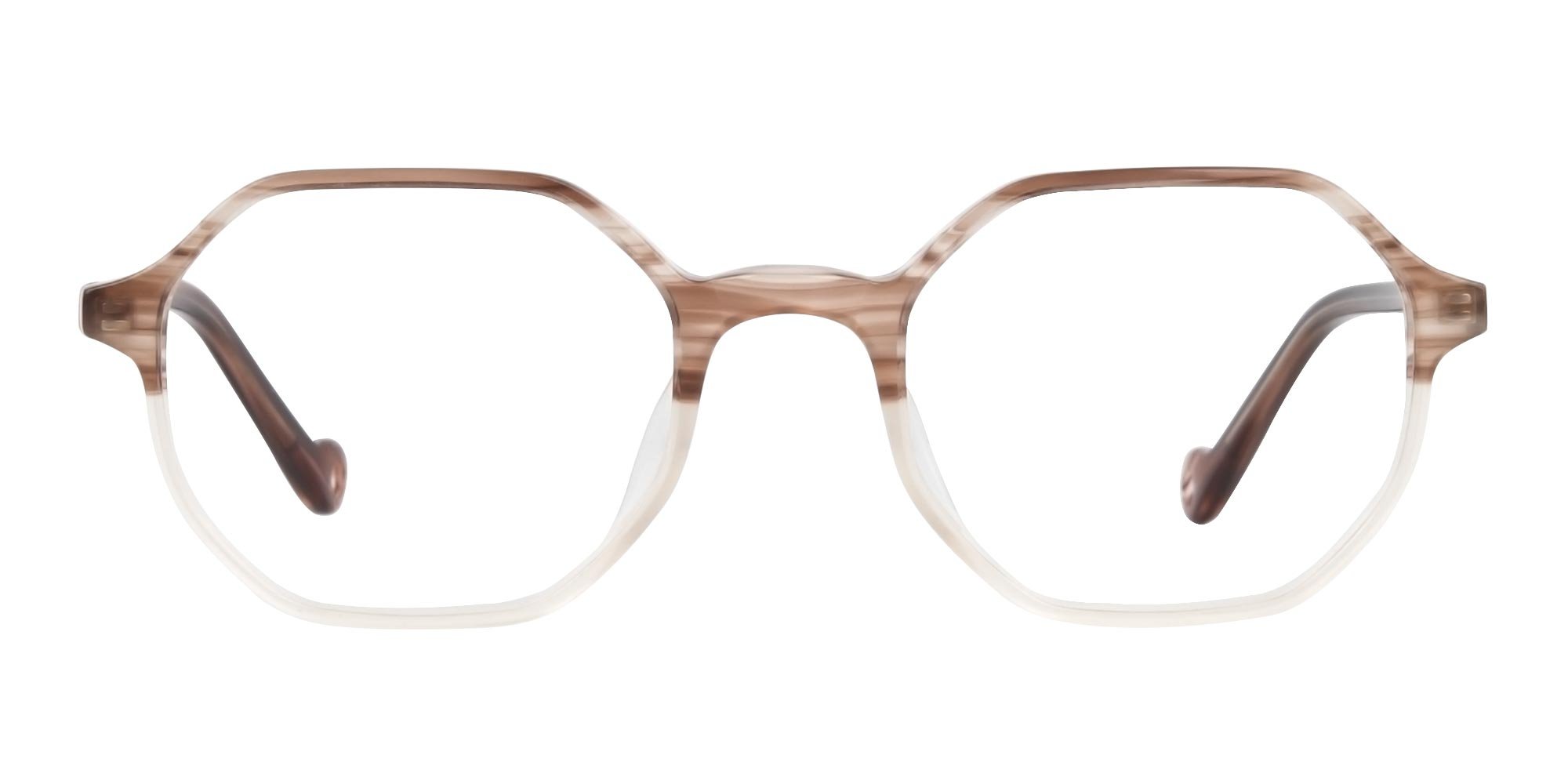 Stripe Brown and Nude Octagonal Glasses trends 2020
