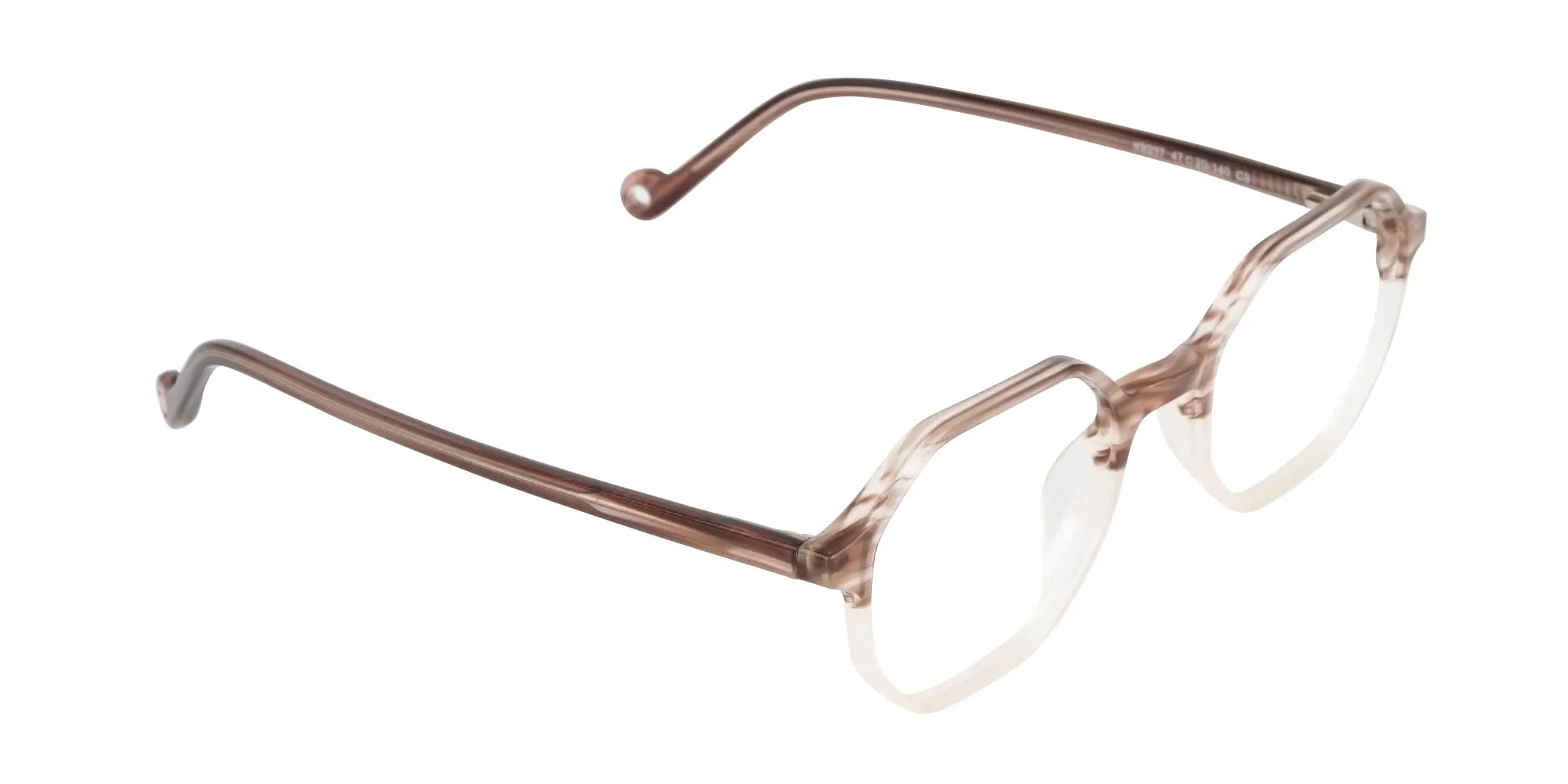 Stripe Brown & Nude Octagonal Glasses-2