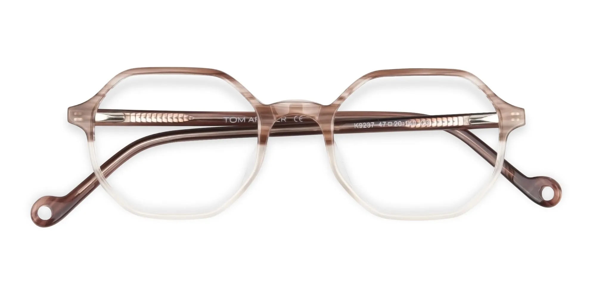 Stripe Brown & Nude Octagonal Glasses-2