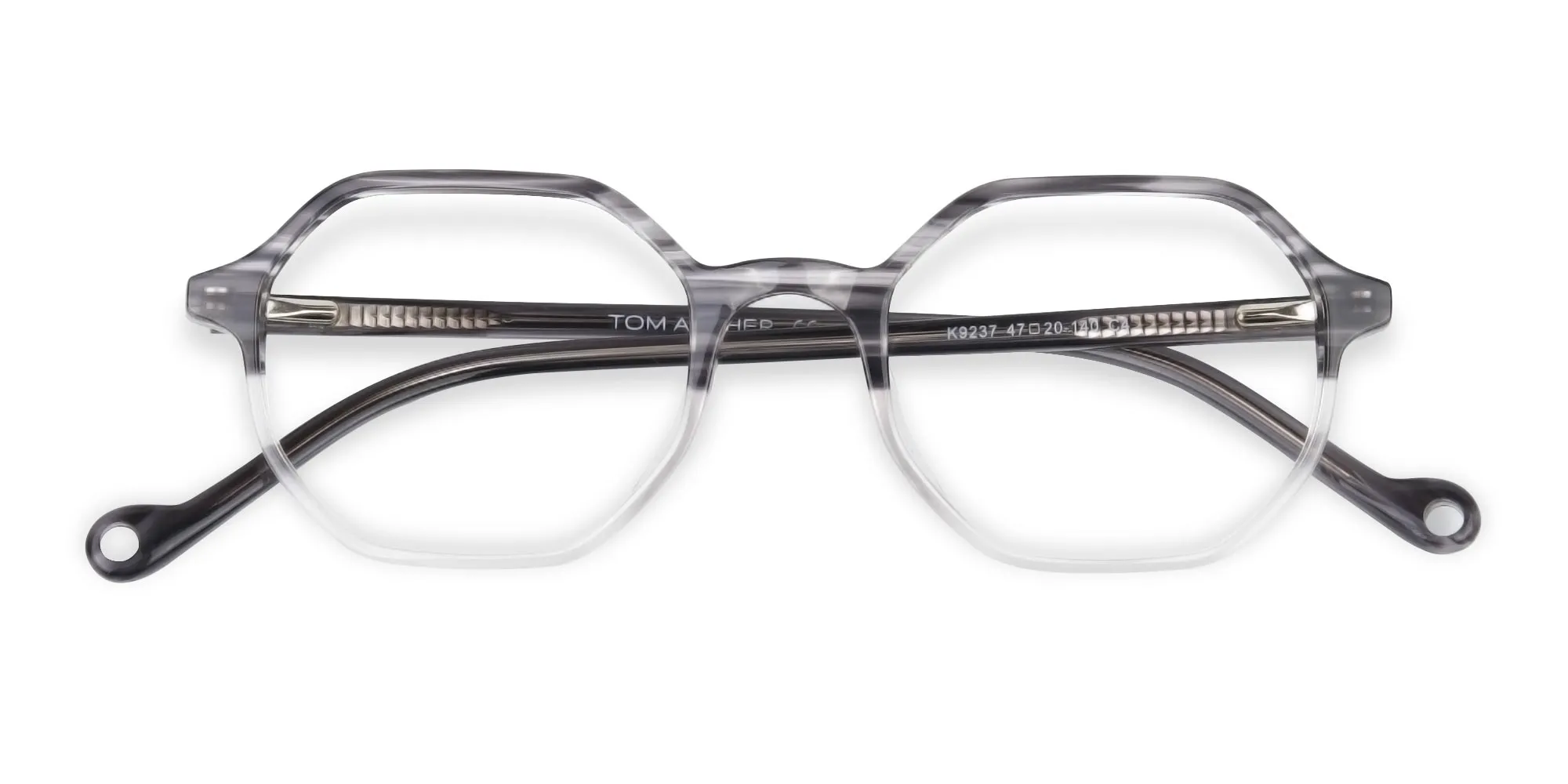 Octagon Glasses in Milky Grey with Stripe-2