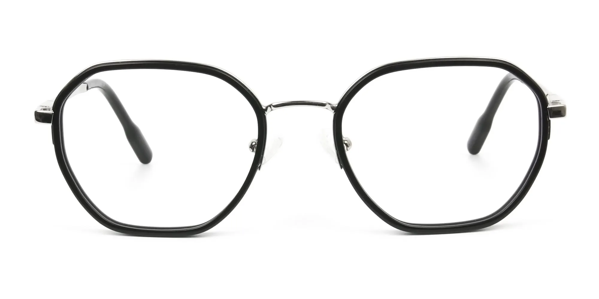 Square Black and Silver Geometric Glasses - 2