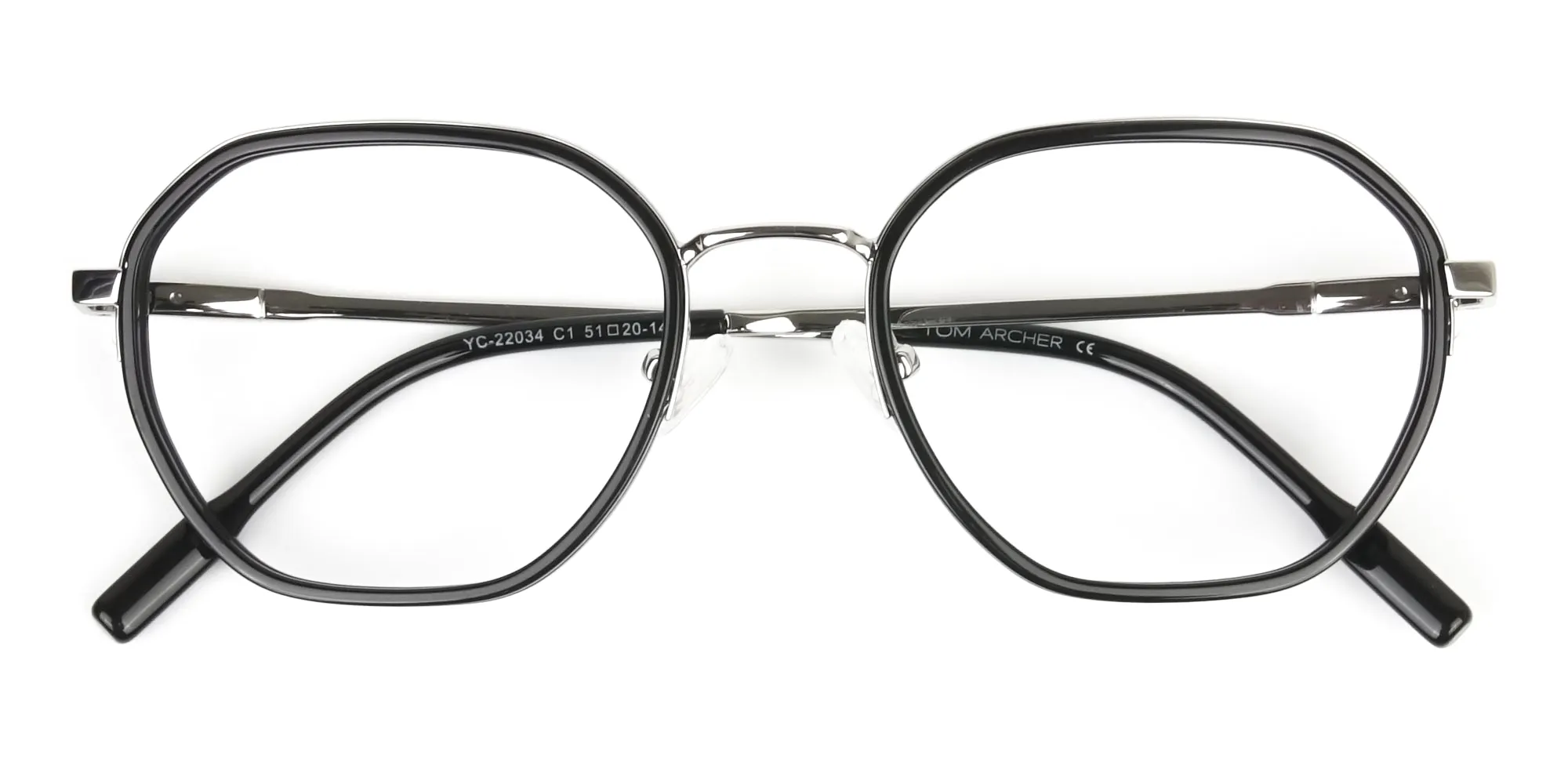 Square Black and Silver Geometric Glasses - 2