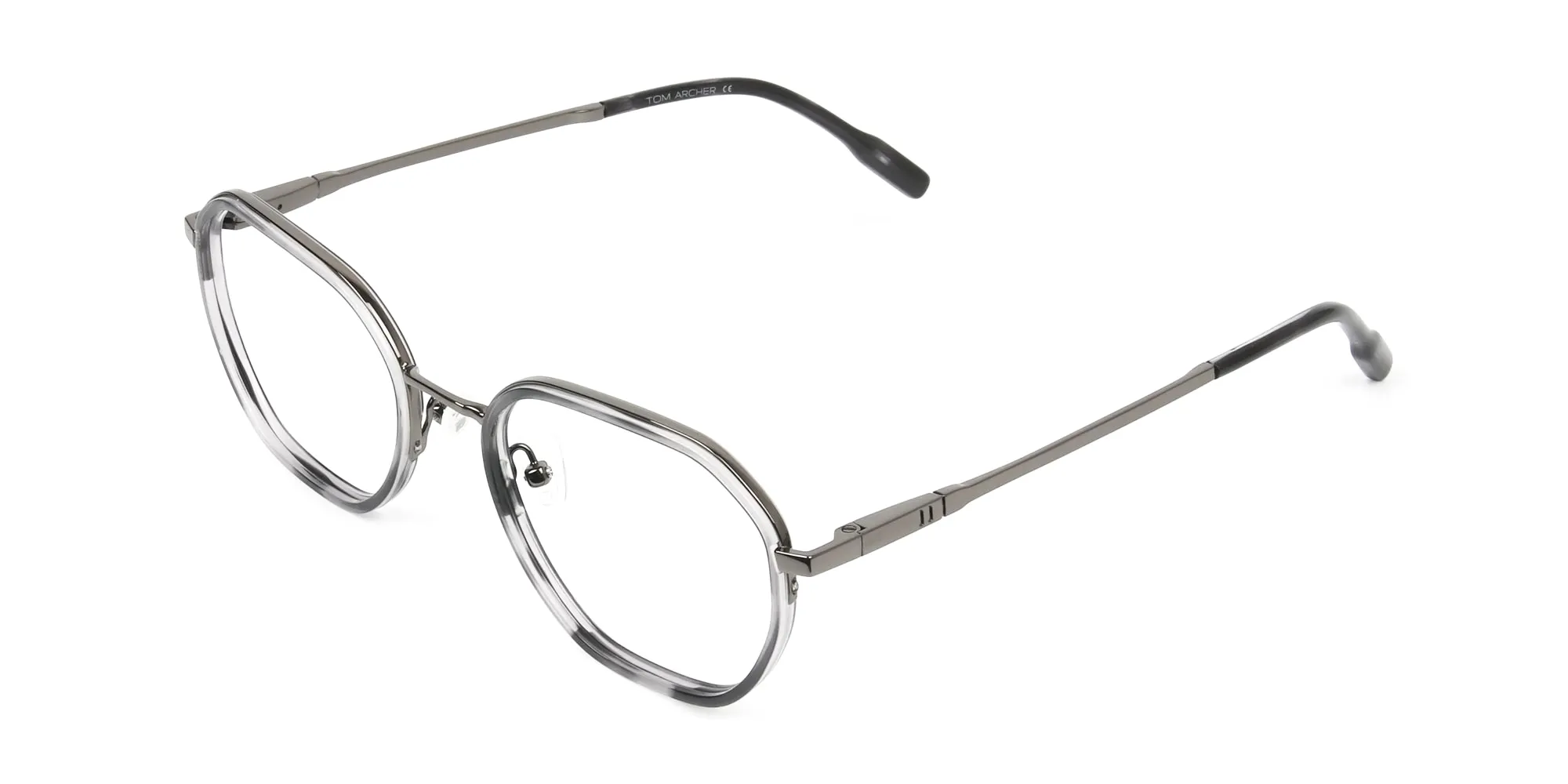 Gunmetal and Dusty Blue Geometric Glasses in Gunmetal - 2