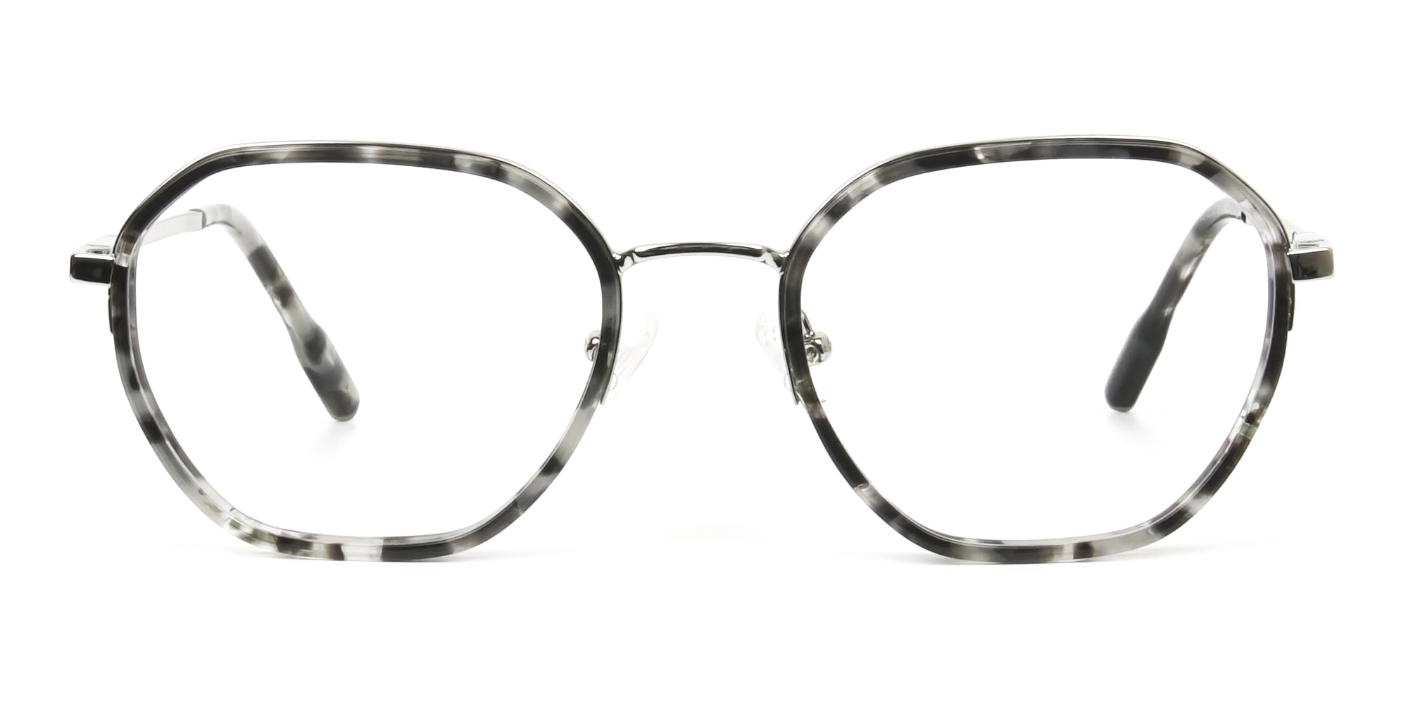 Black Grey Tortoise Geometric Glasses - 1