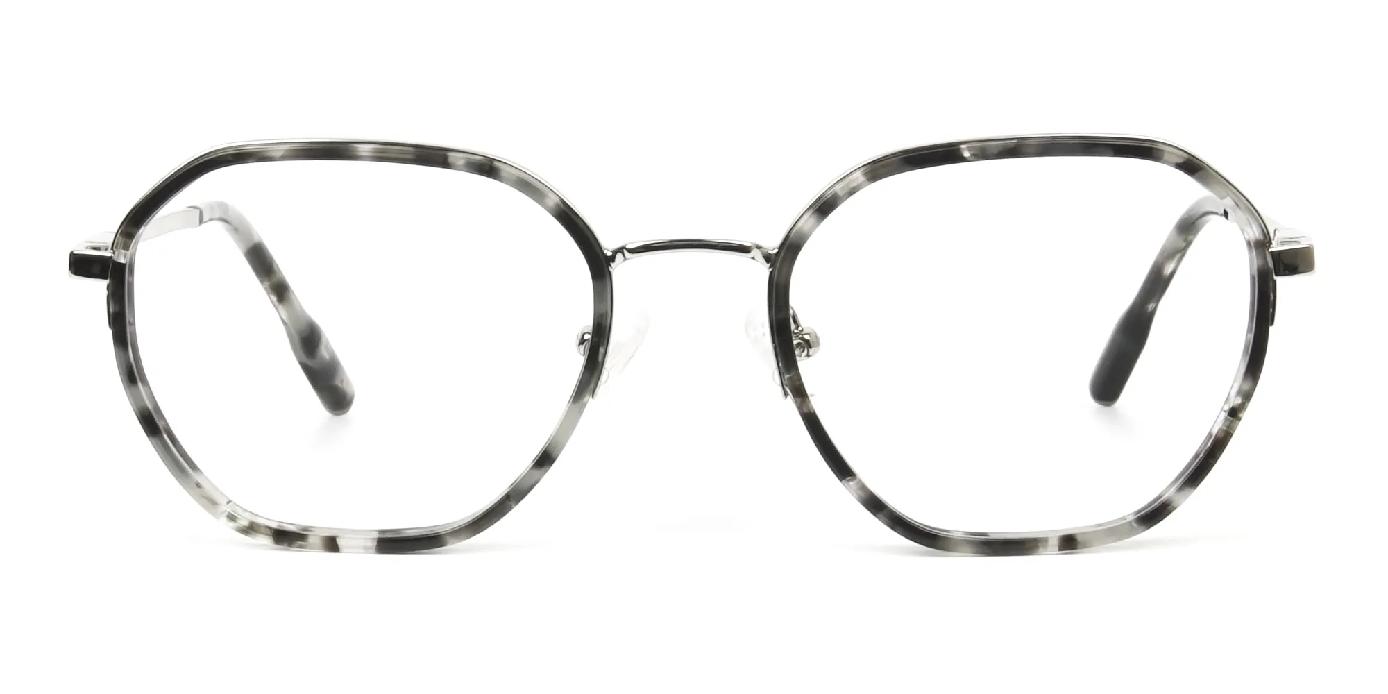 Black Grey Tortoise Geometric Glasses - 2