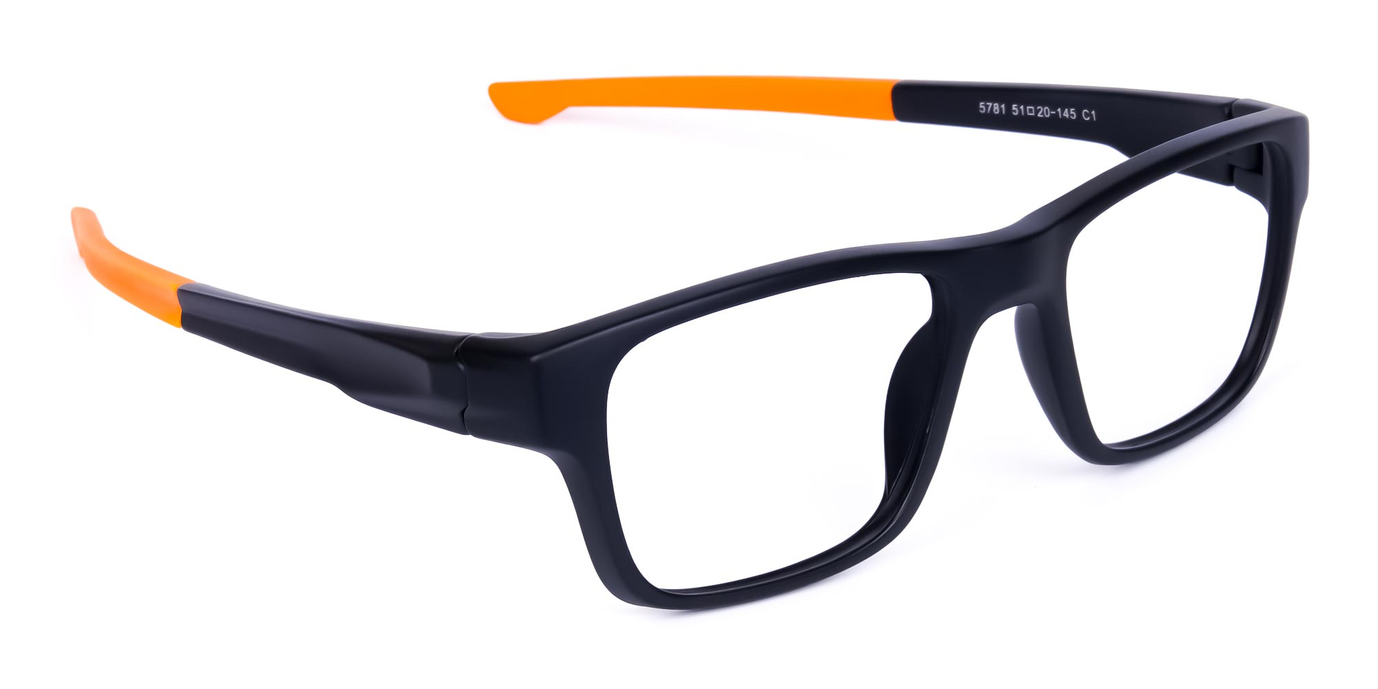 Orange and Black Rectangular Rim Cycling Glasses-1