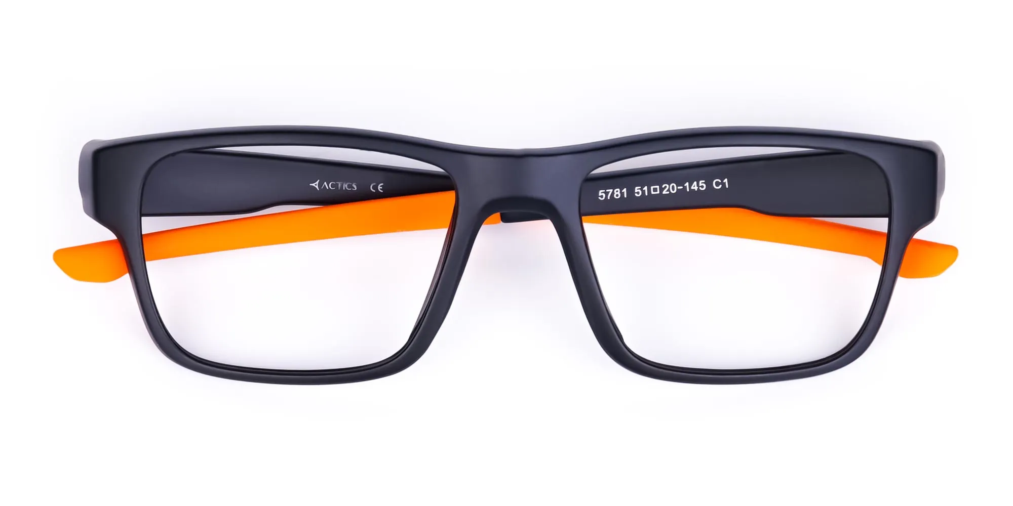 Orange and Black Rectangular Rim Cycling Glasses-2