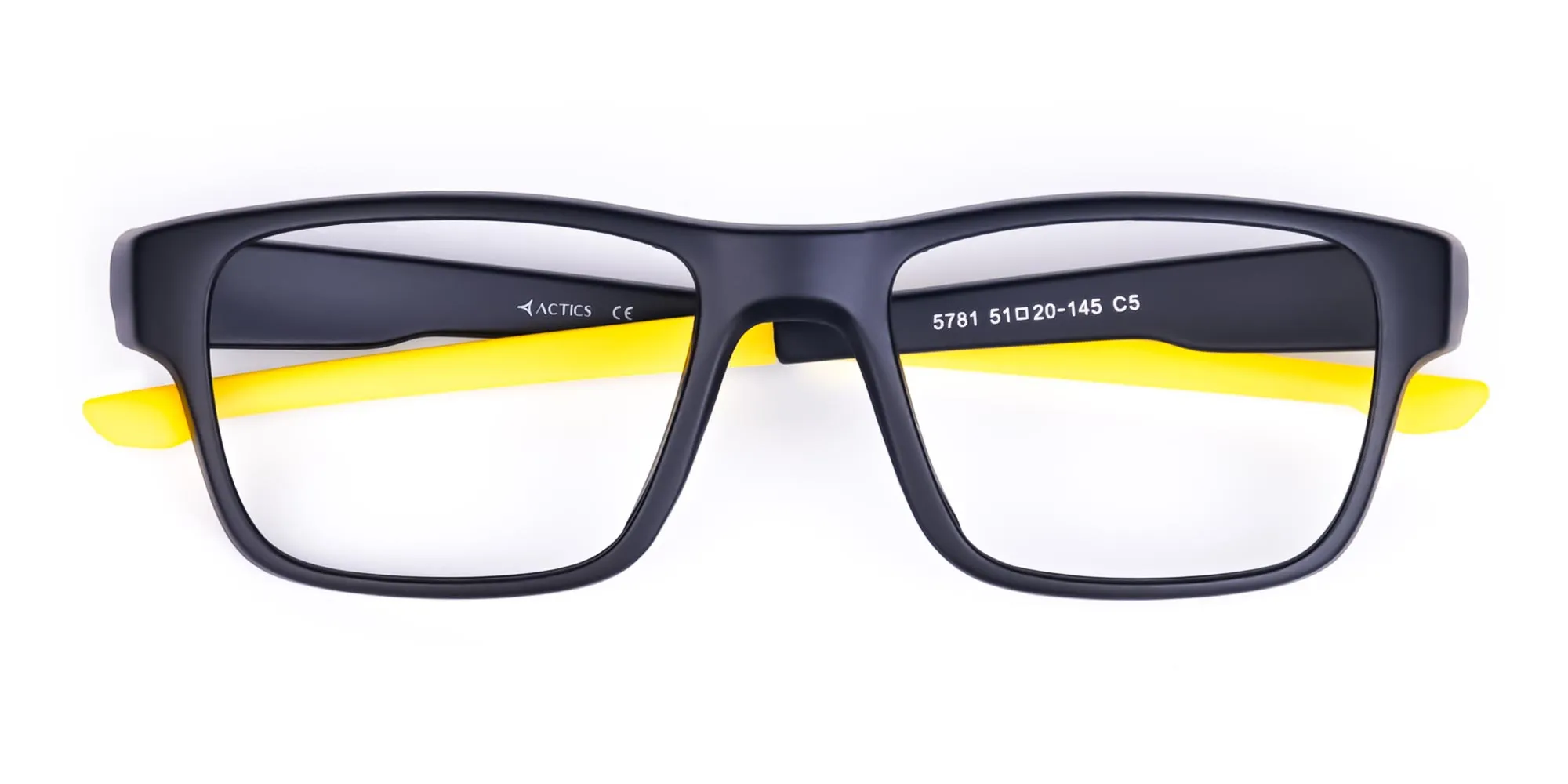 Bright Yellow and Black Rectangular Glasses-2