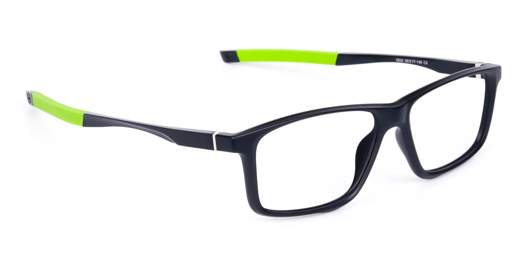 Black Green Rectangular Rimmed Glasses-2