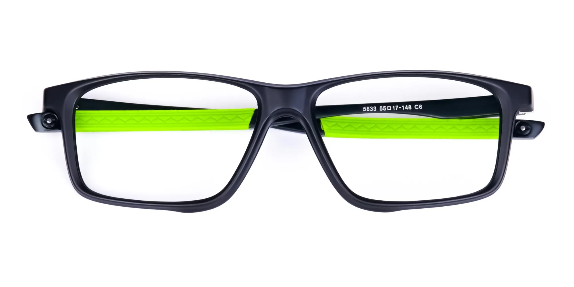 Black Green Rectangular Rimmed Glasses-2