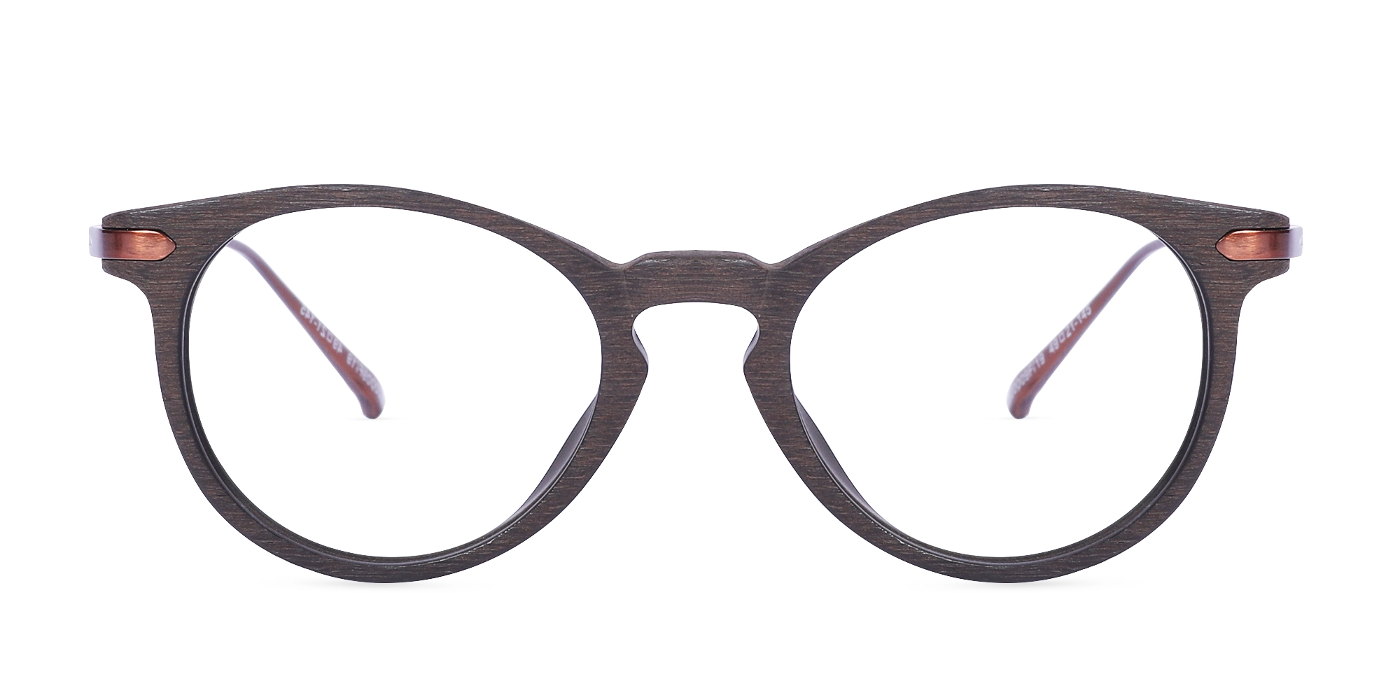 Copper Brown Oval Wooden Glasses 1