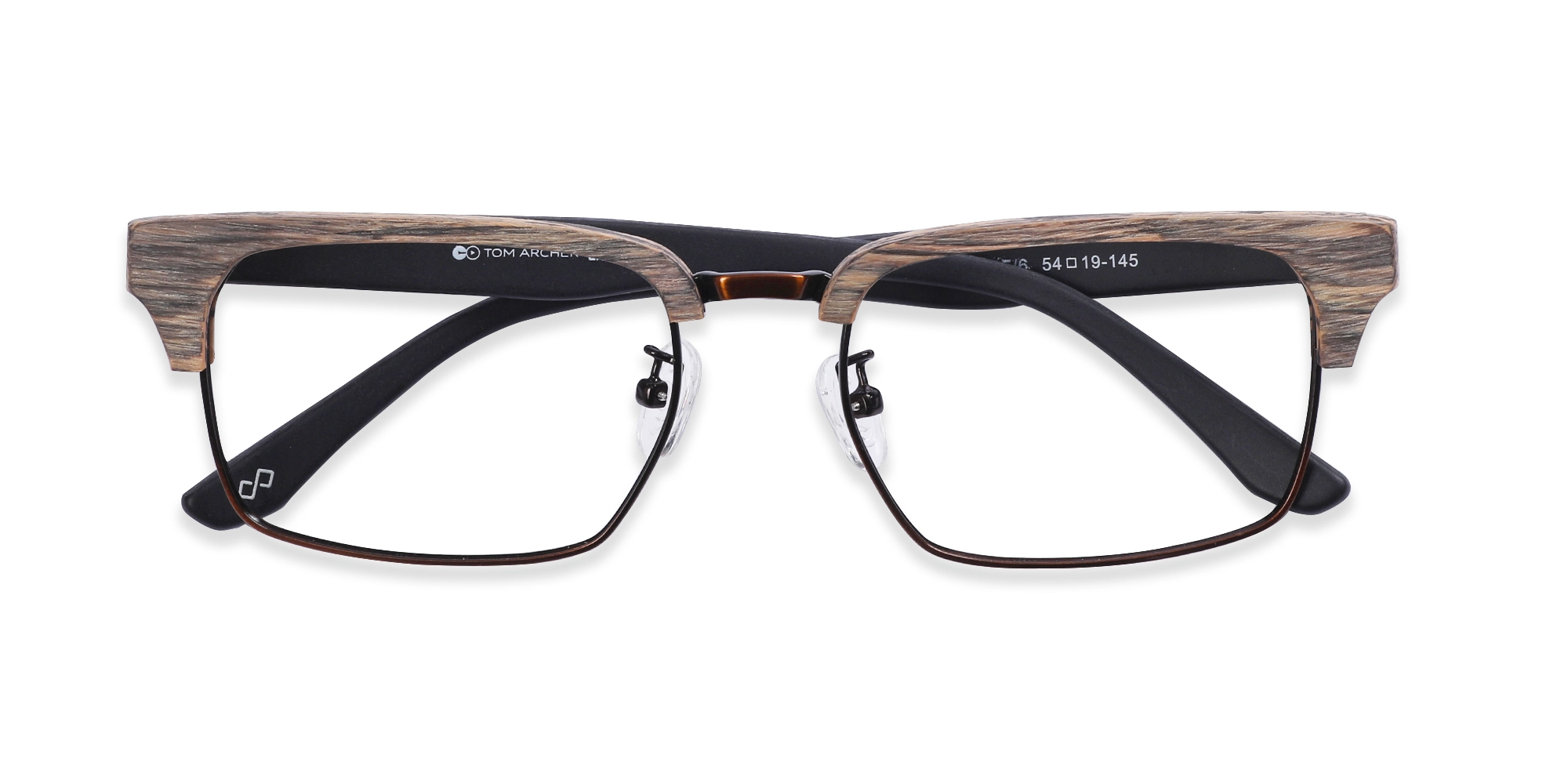 Beige Oak & Bronze Brown Wooden Metal Eyeglasses1