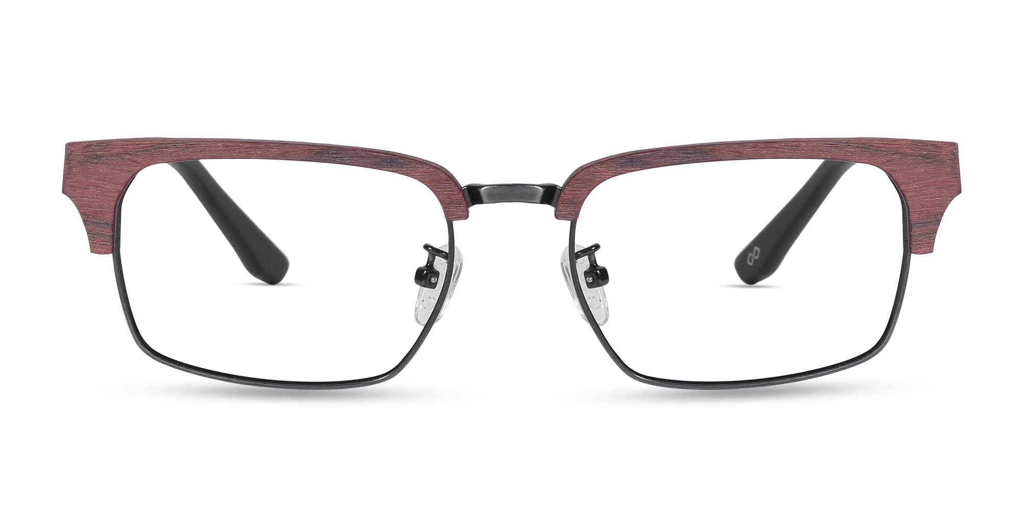 Rectangle Wooden Metal Eyeglasses1