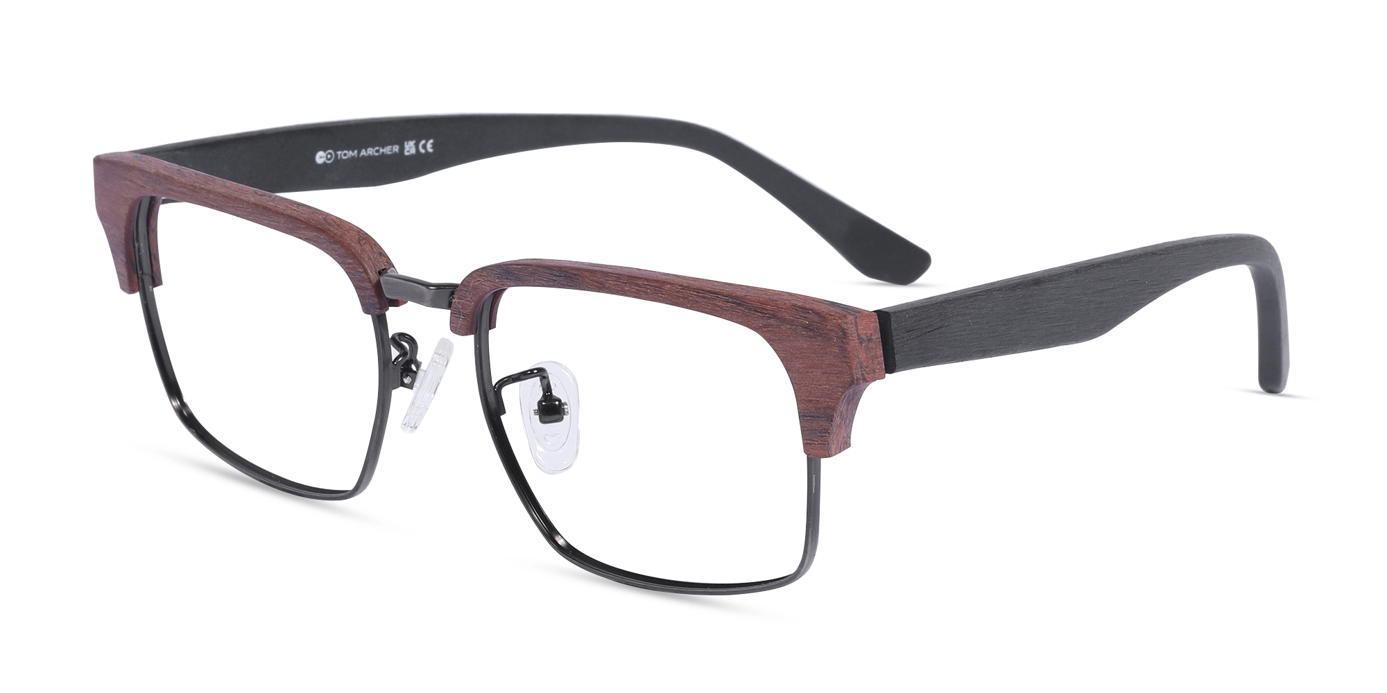 Rectangle Wooden Metal Eyeglasses1