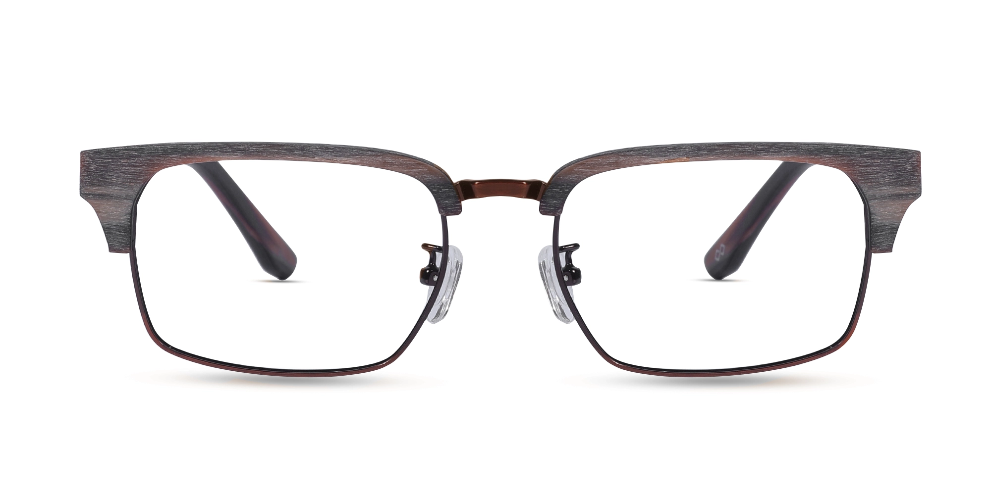 Rectangle Wooden Tortoise & Copper Brown Glasses 1