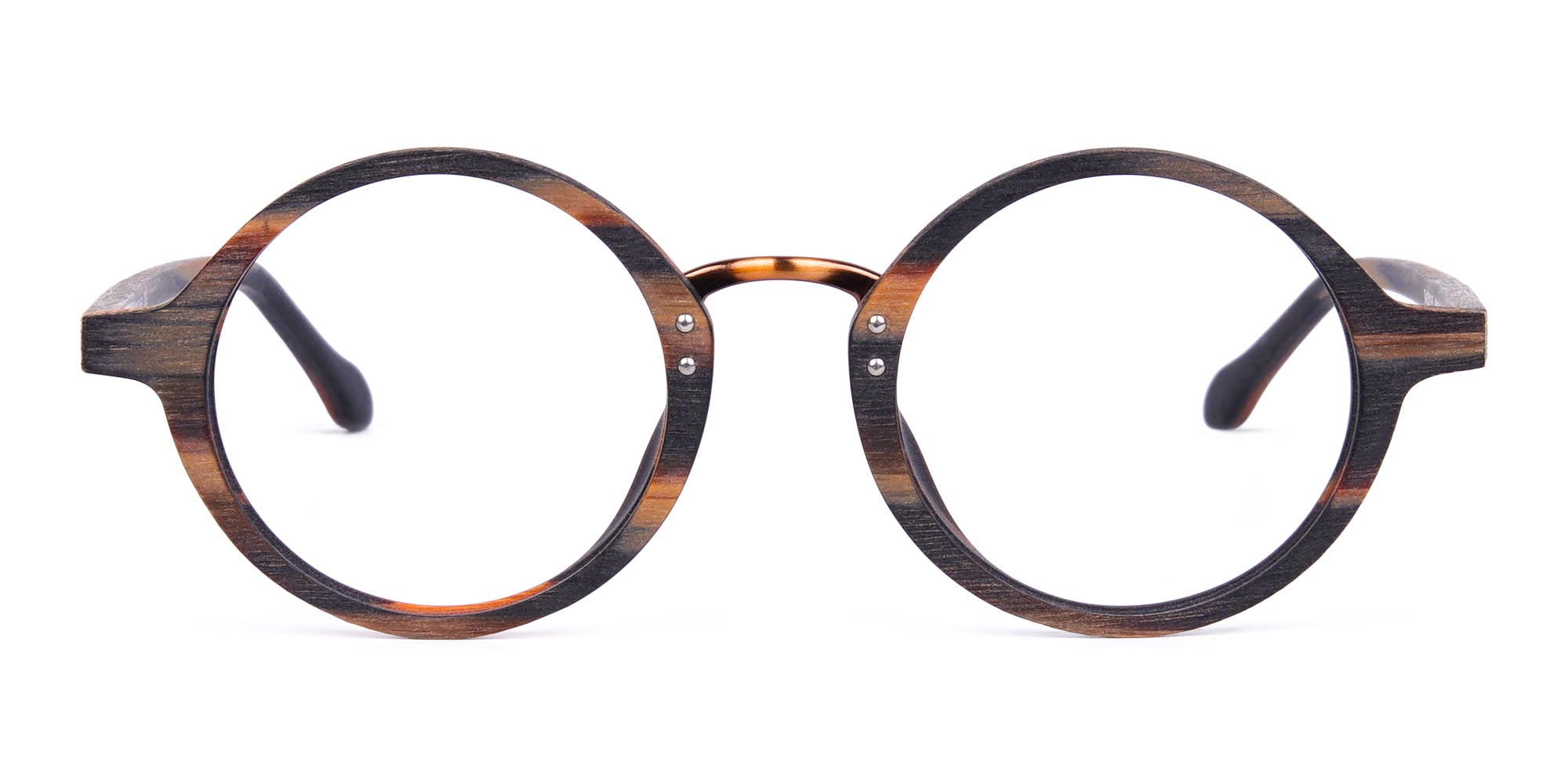Tortoise Round Full Rim Wooden Glasses -1