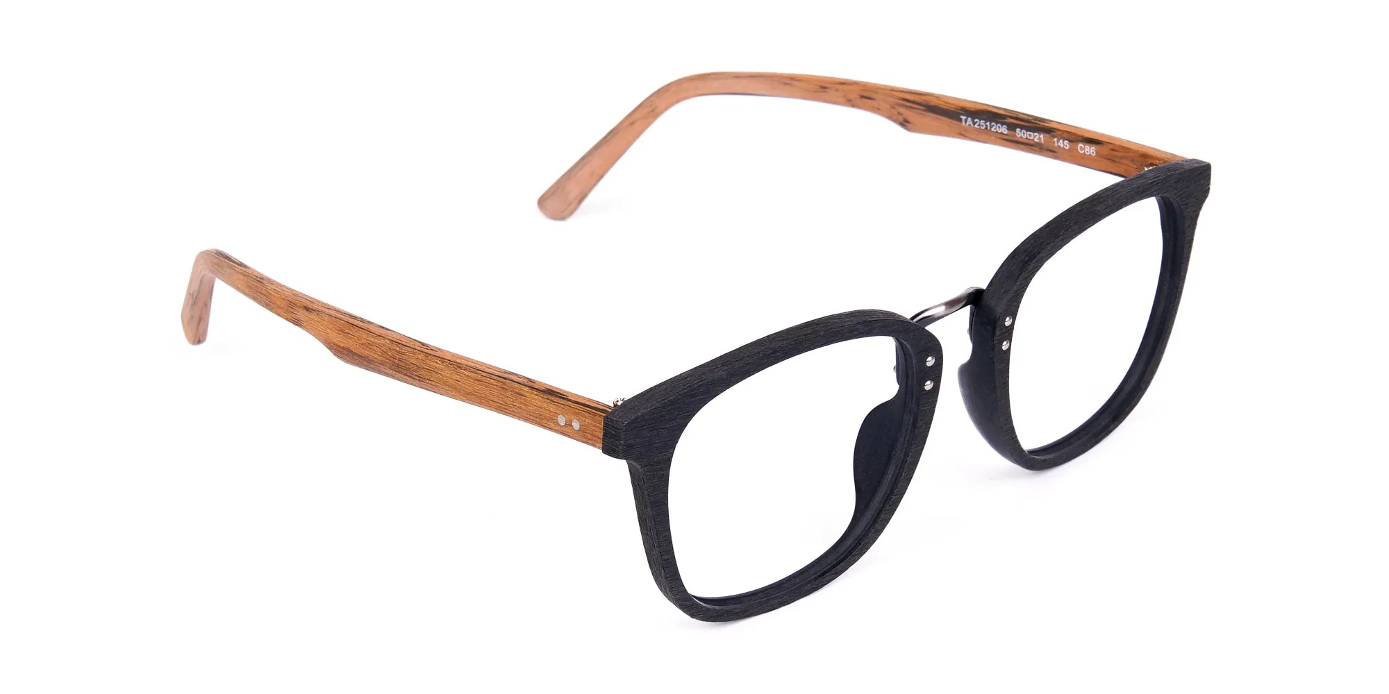 Wooden Texture Black Full Rim Glasses -2