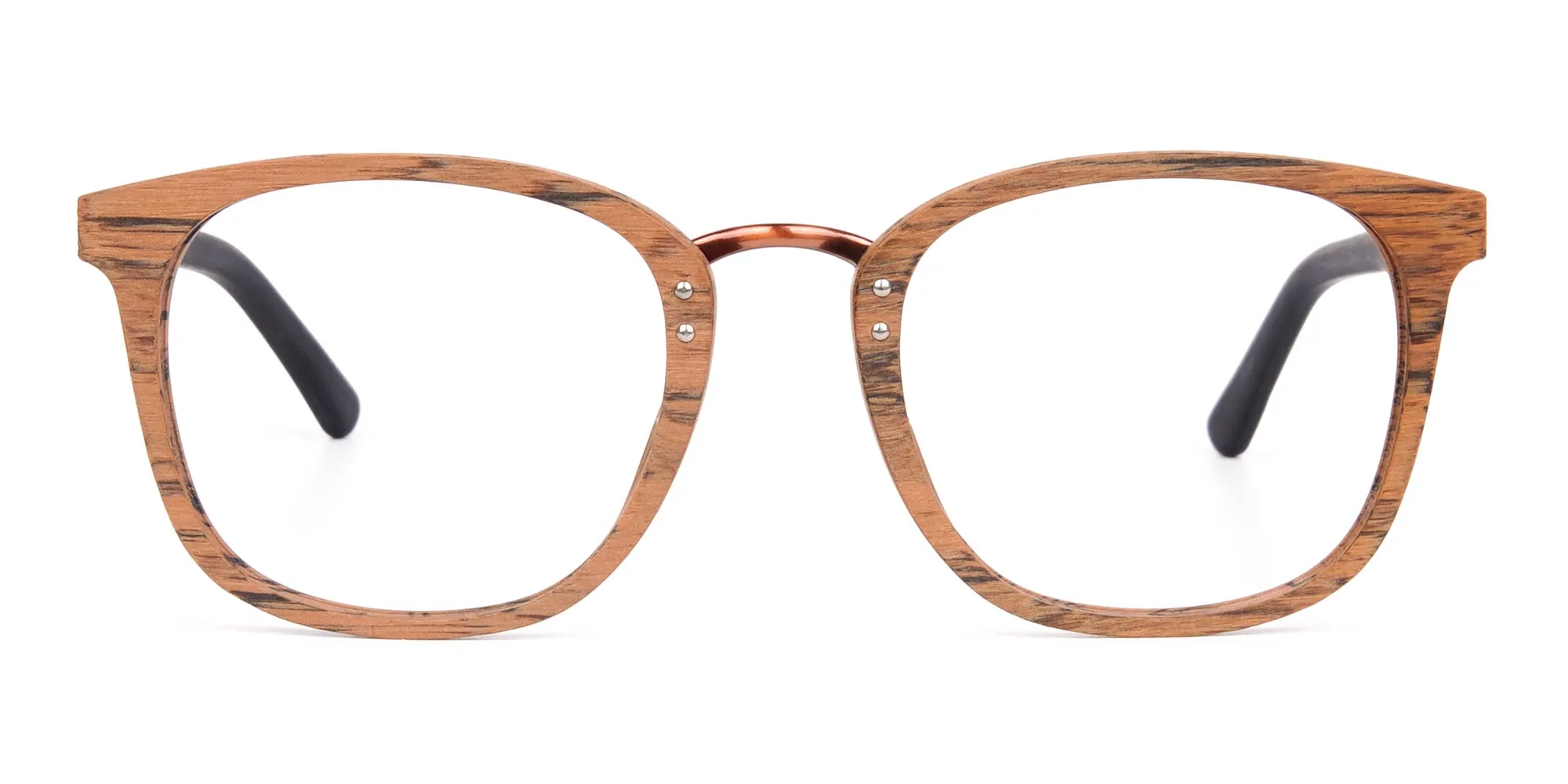 Wooden Texture Elm Brown Rim Glasses-2