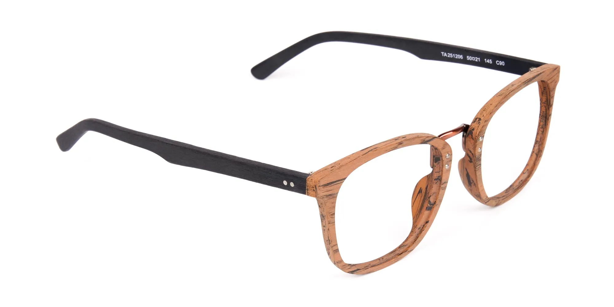 Wooden Texture Elm Brown Rim Glasses-2