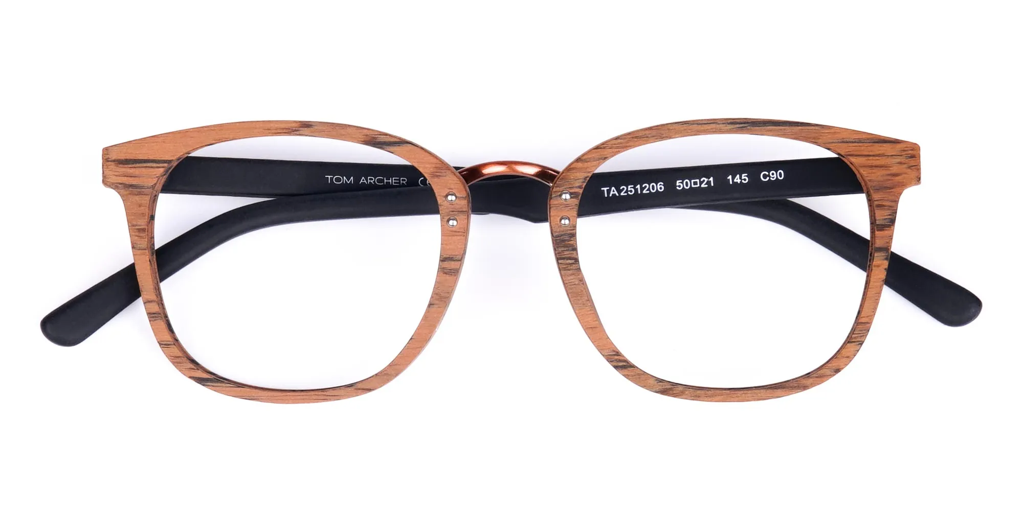 Wooden Texture Elm Brown Rim Glasses-2