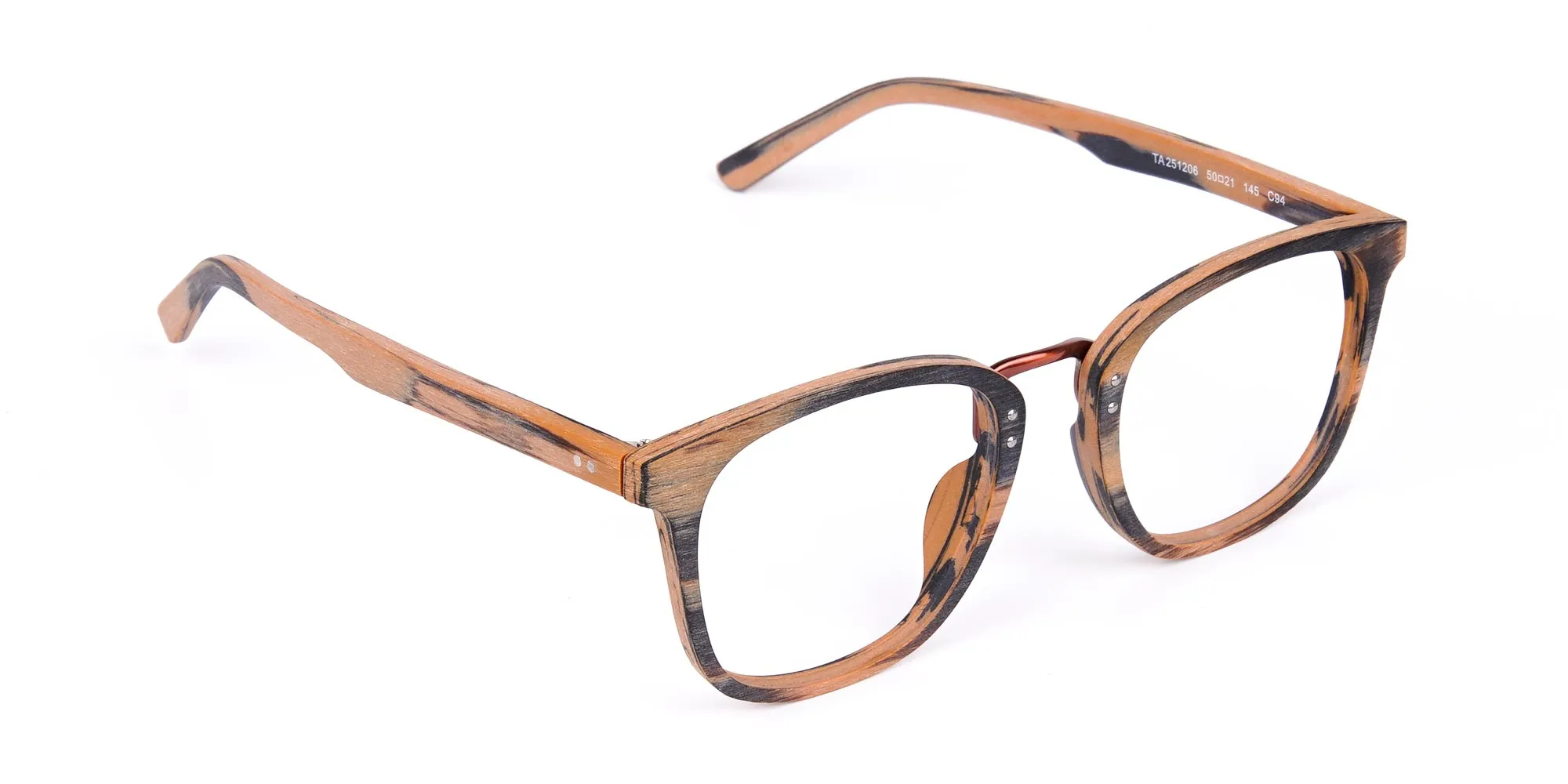 Wooden Texture Brown and Grey Rim Glasses-2