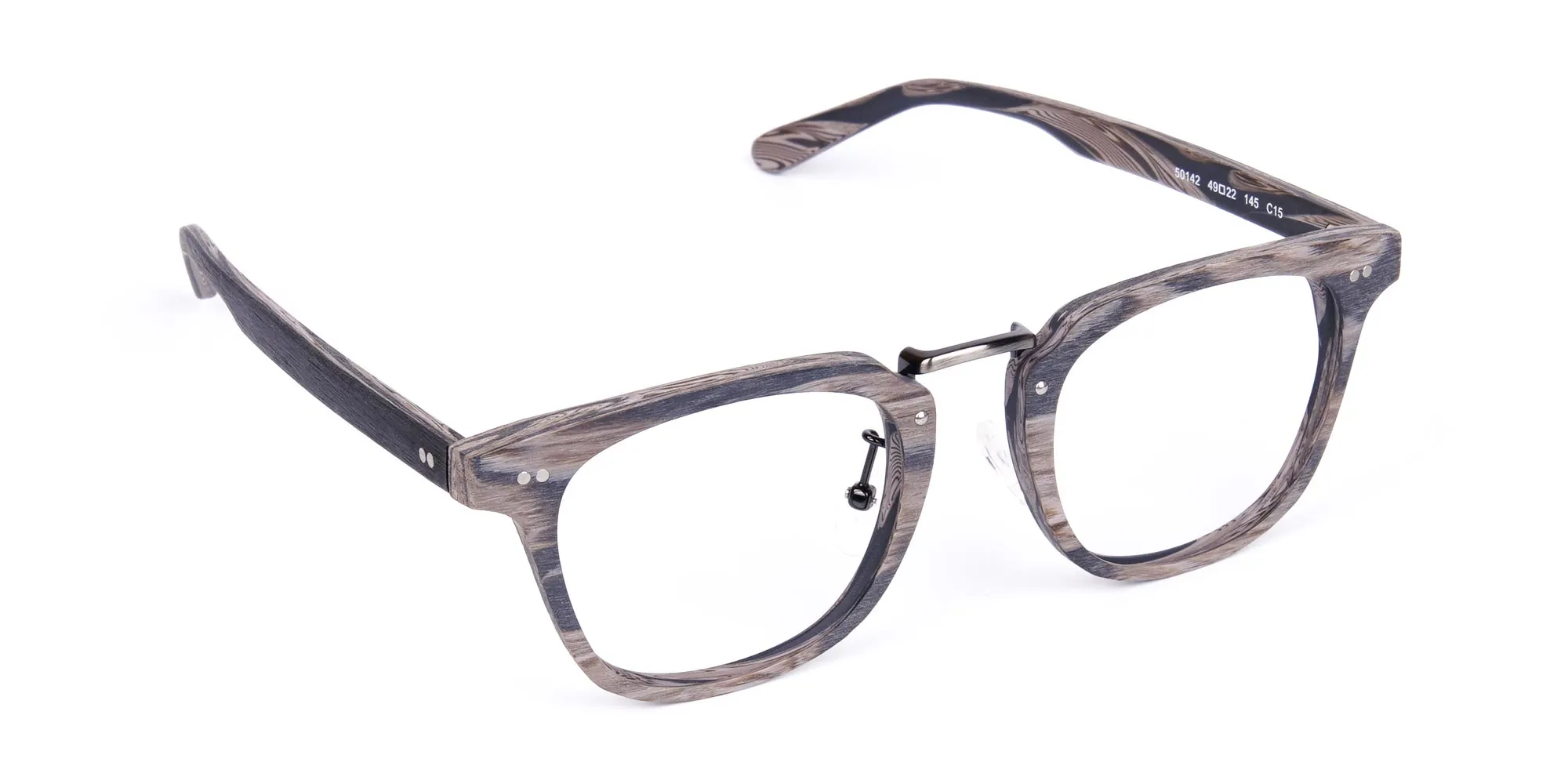 Stripe Grey Full Rim Wooden Glasses-2