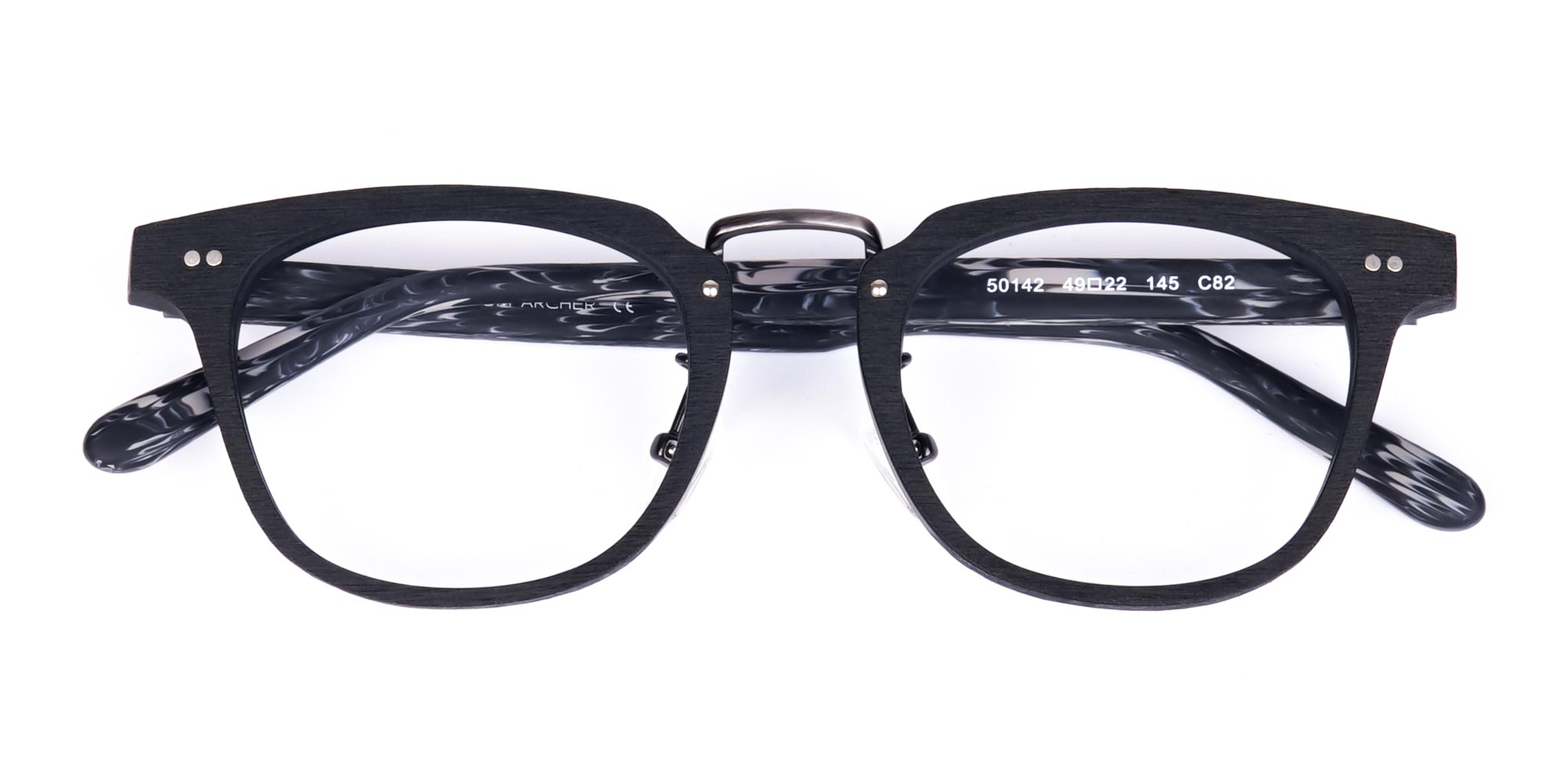 Black Square Full Rim Wooden Glasses-1