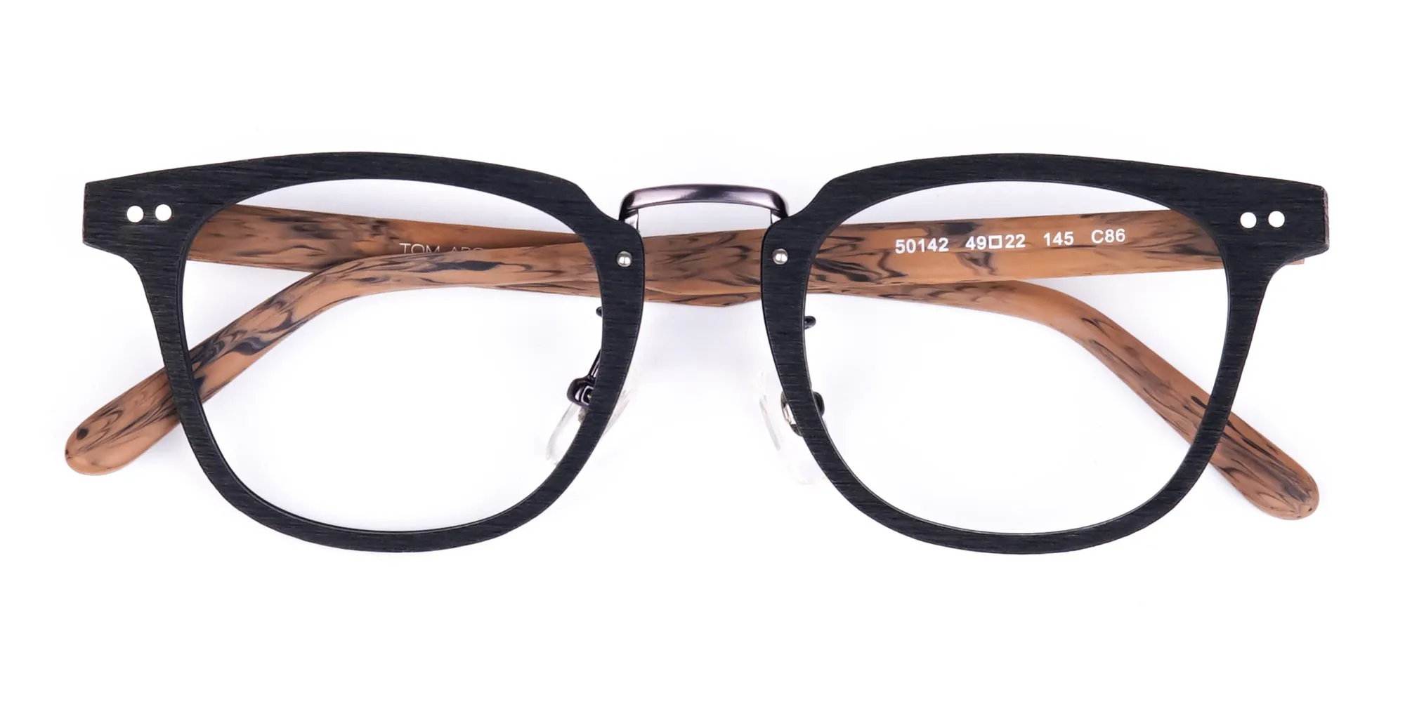 Brown and Black Full Rim Wooden Glasses-2