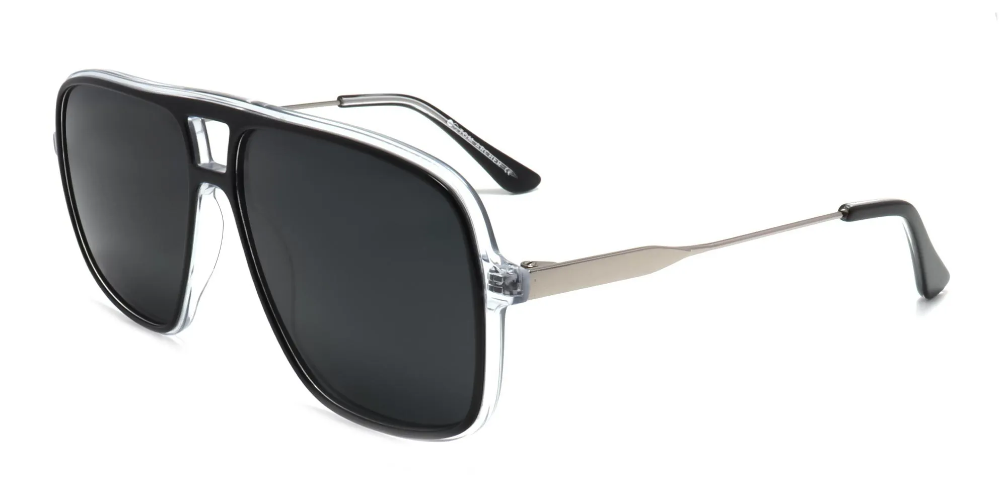 black oversized pilot sunglasses-2