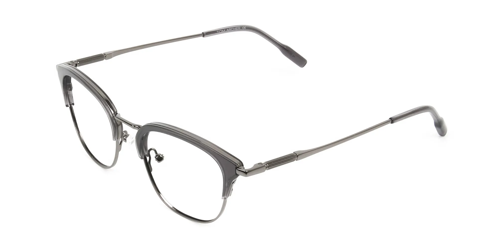 Square & Browline Gunmetal Silver Grey Translucent glasses - 2