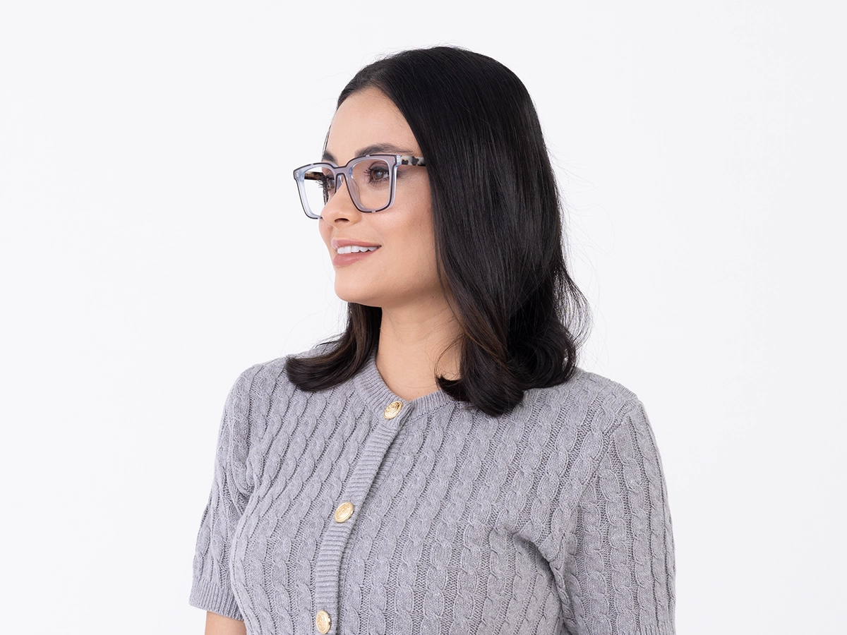 Grey And Brown Acetate Square Eyeglasses-1