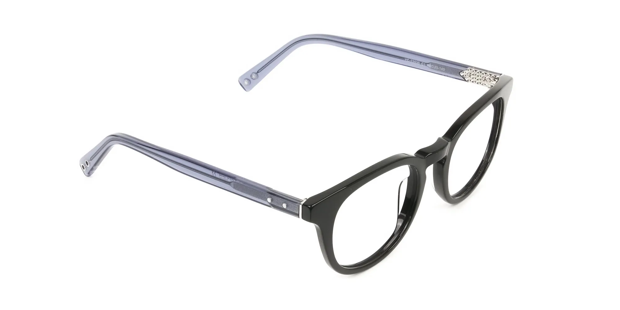 Square Round High-Grade Thick Black Translucent Blue Glasses - 2