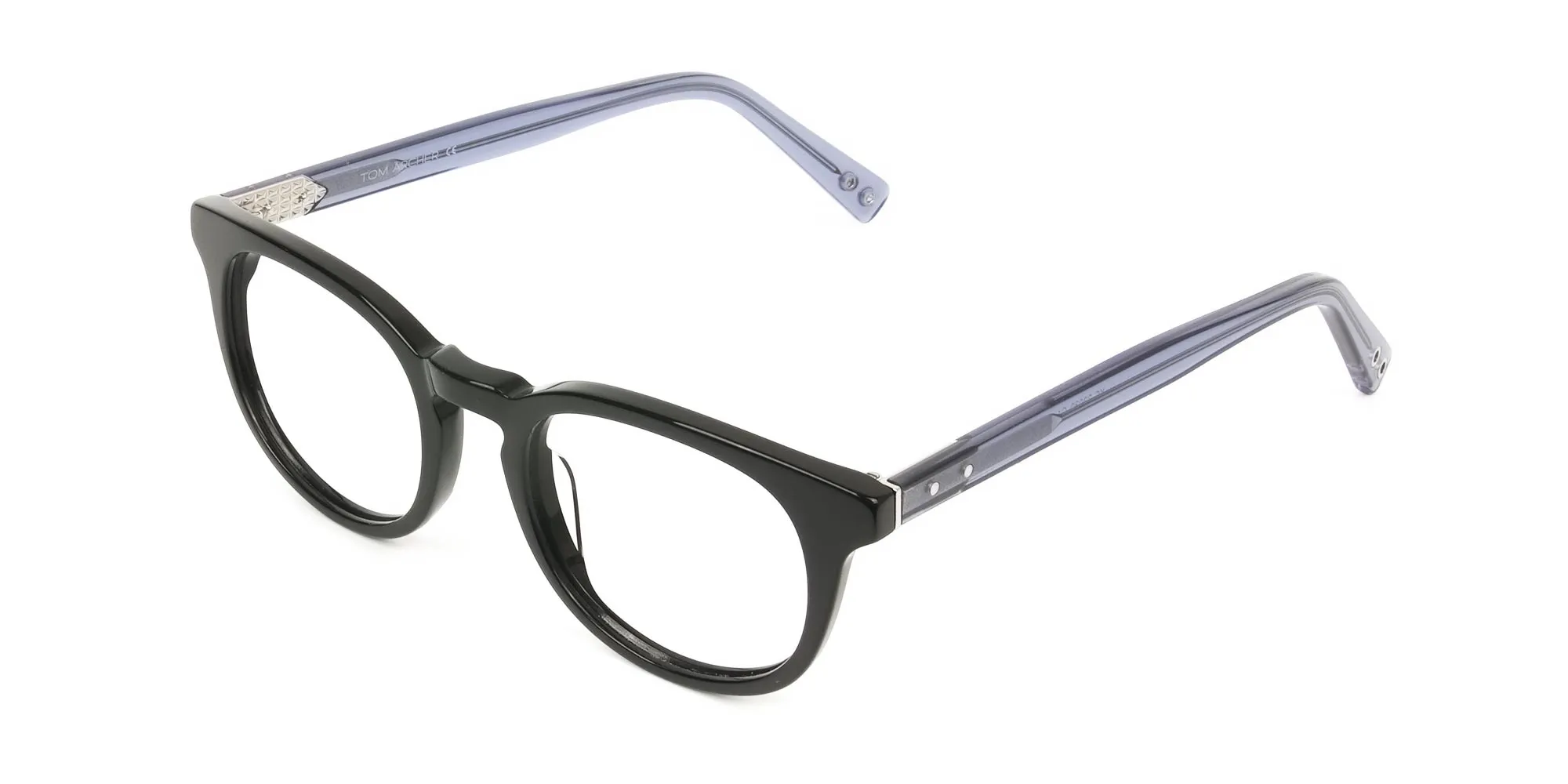 Square Round High-Grade Thick Black Translucent Blue Glasses - 2