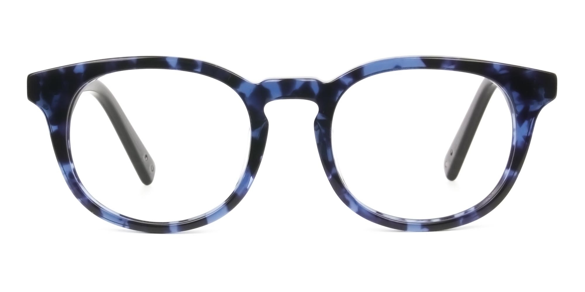 Round Ocean Blue Tortoise Handmade Acetate glasses - 1
