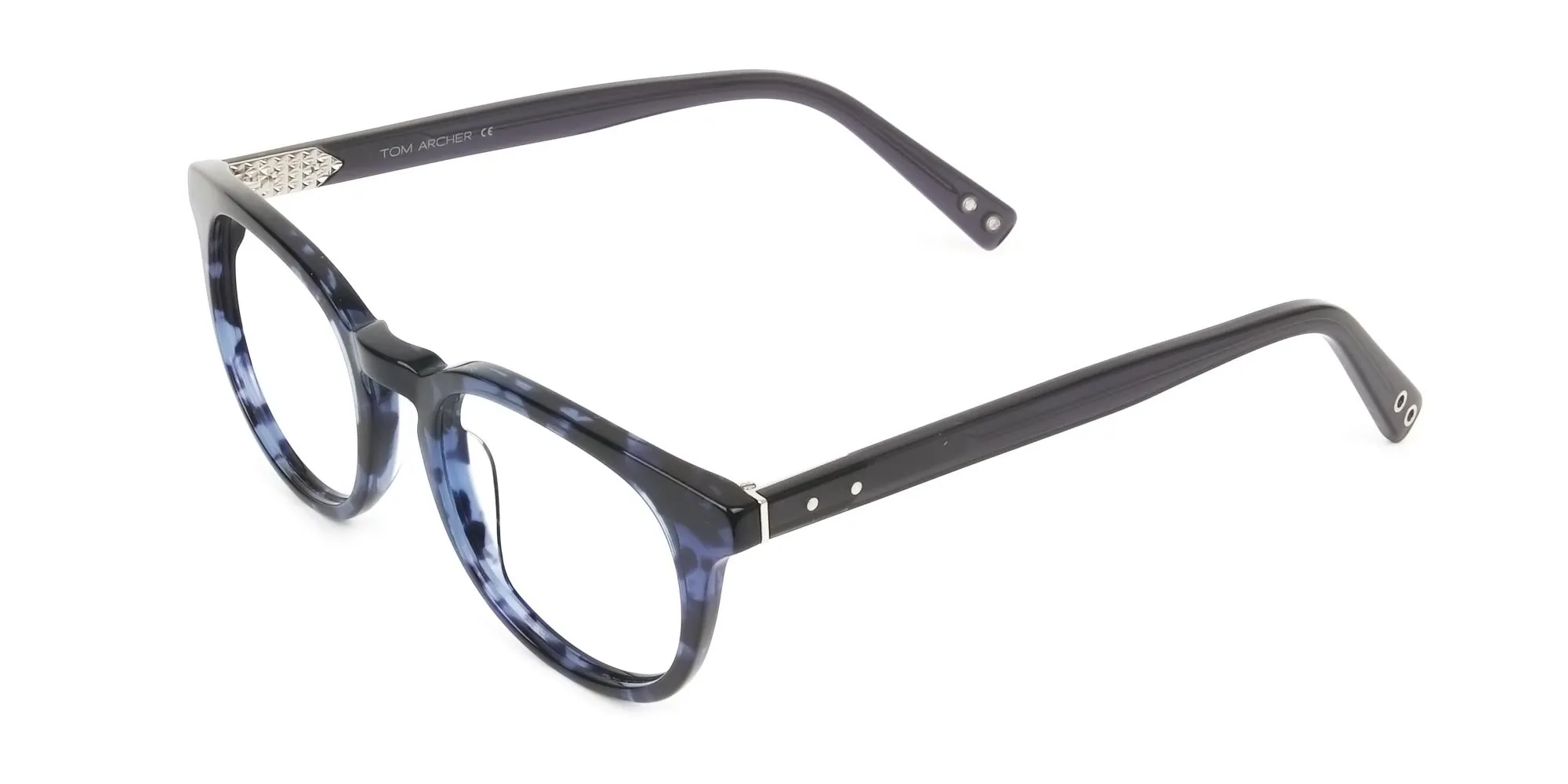 Round Ocean Blue Tortoise Handmade Acetate glasses - 2