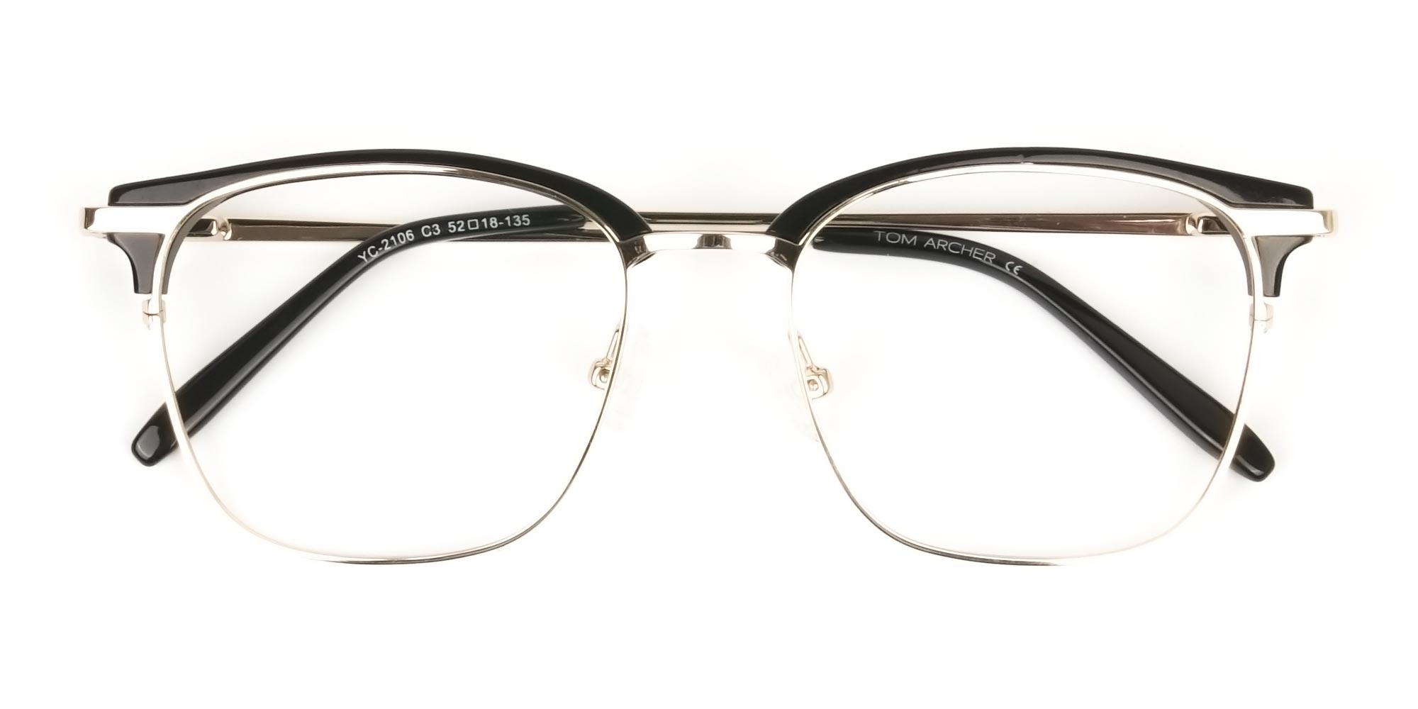 Wayfarer Black & Gold Clubmaster Frames - 1