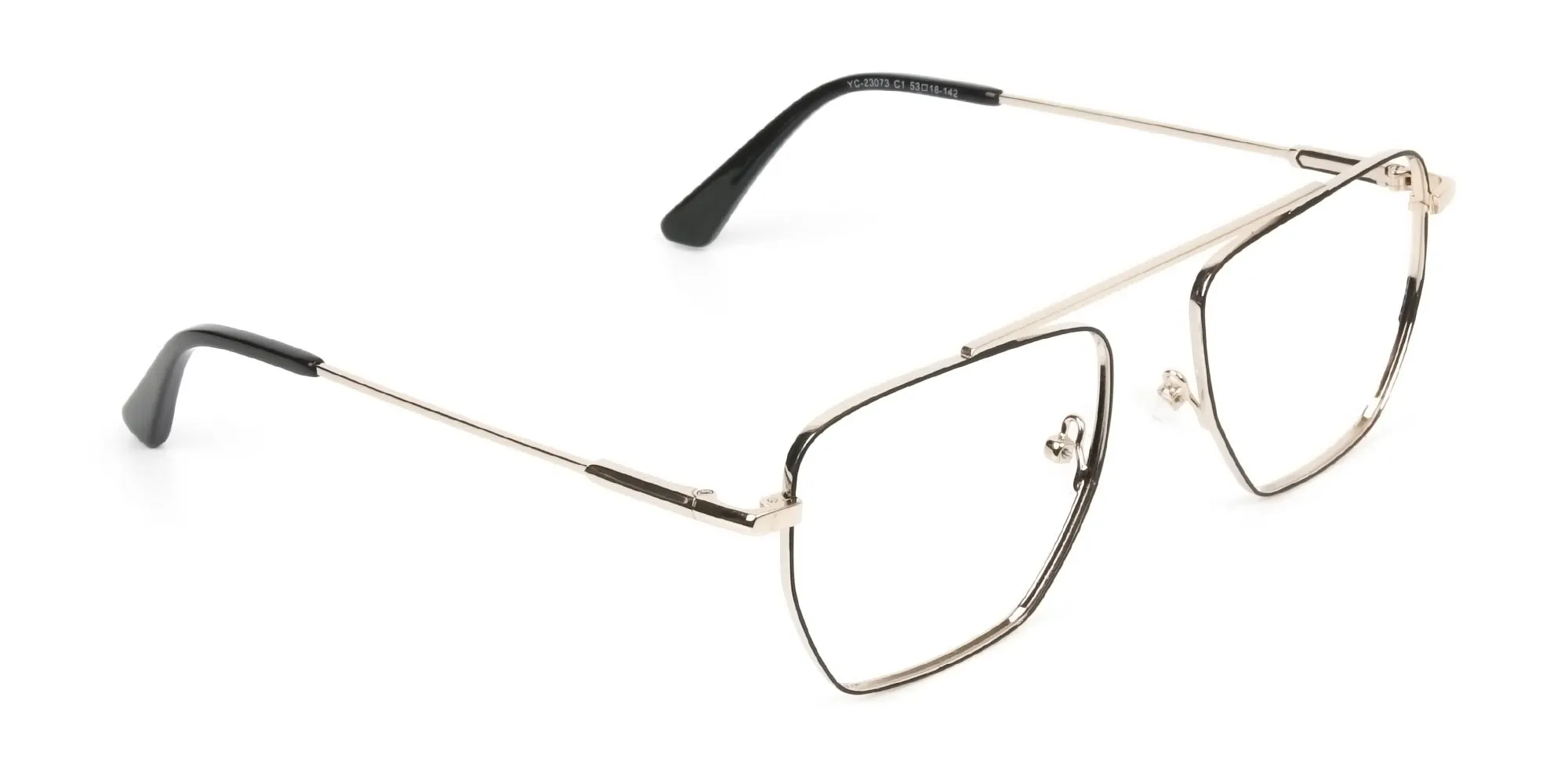 Black  and Gold Pilot  Wire Frame Glasses Men Women - 2