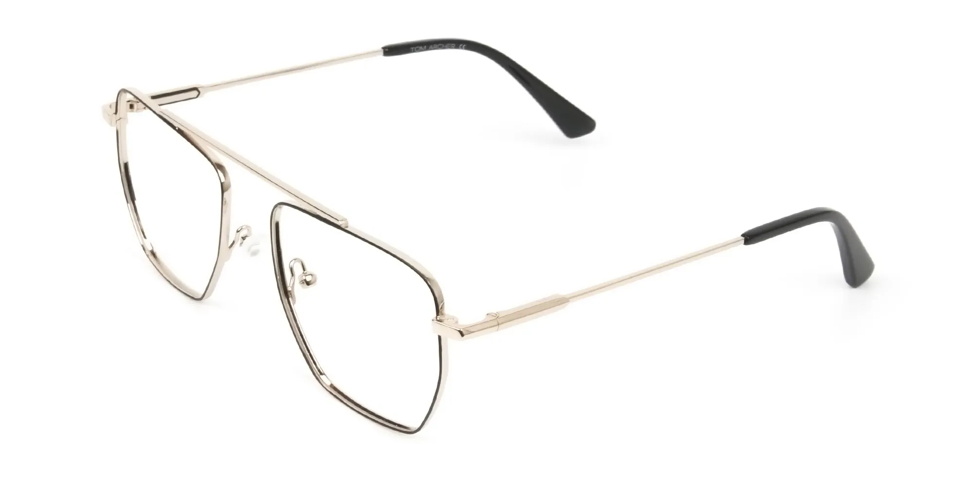 Black  and Gold Pilot  Wire Frame Glasses Men Women - 2