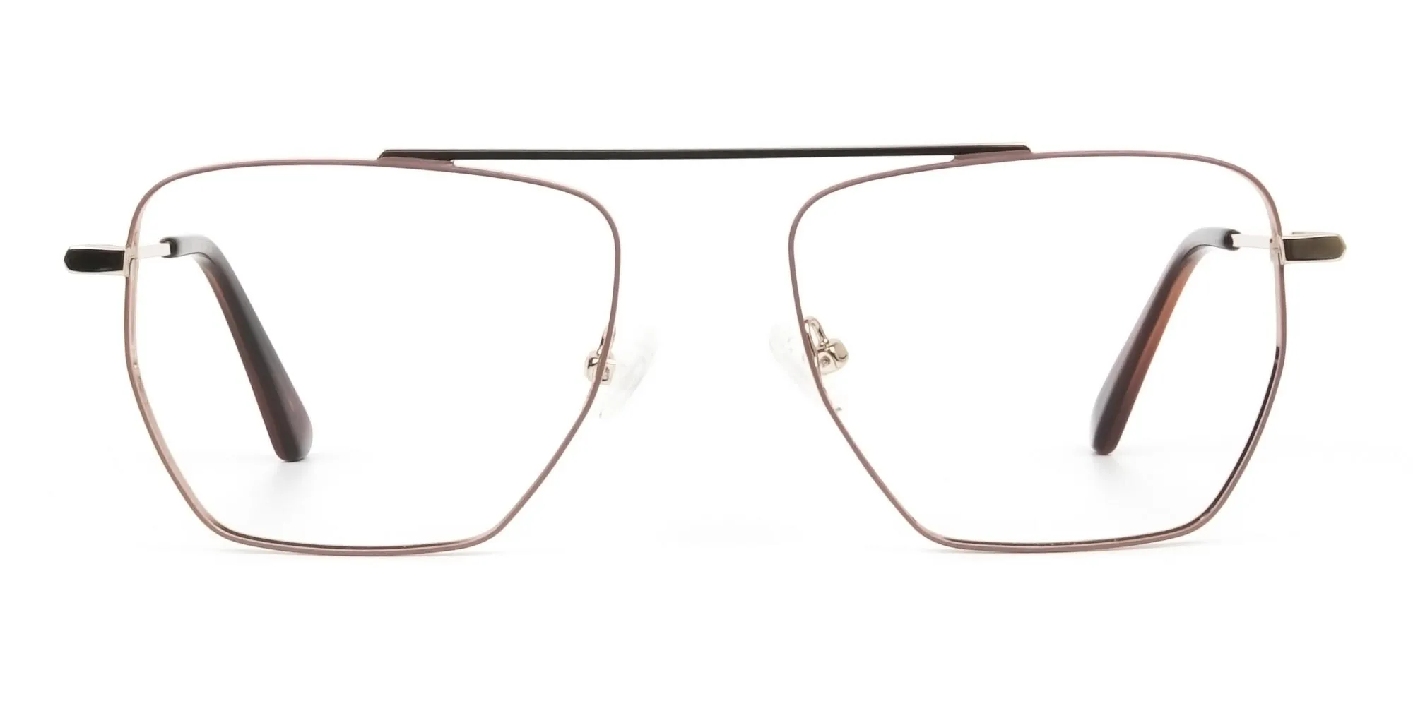 Lightweight Brown and Rose Gold Wire Frame Glasses Men Women - 2
