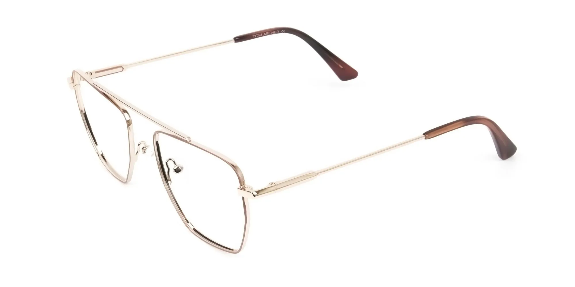 Lightweight Brown and Rose Gold Wire Frame Glasses Men Women - 2