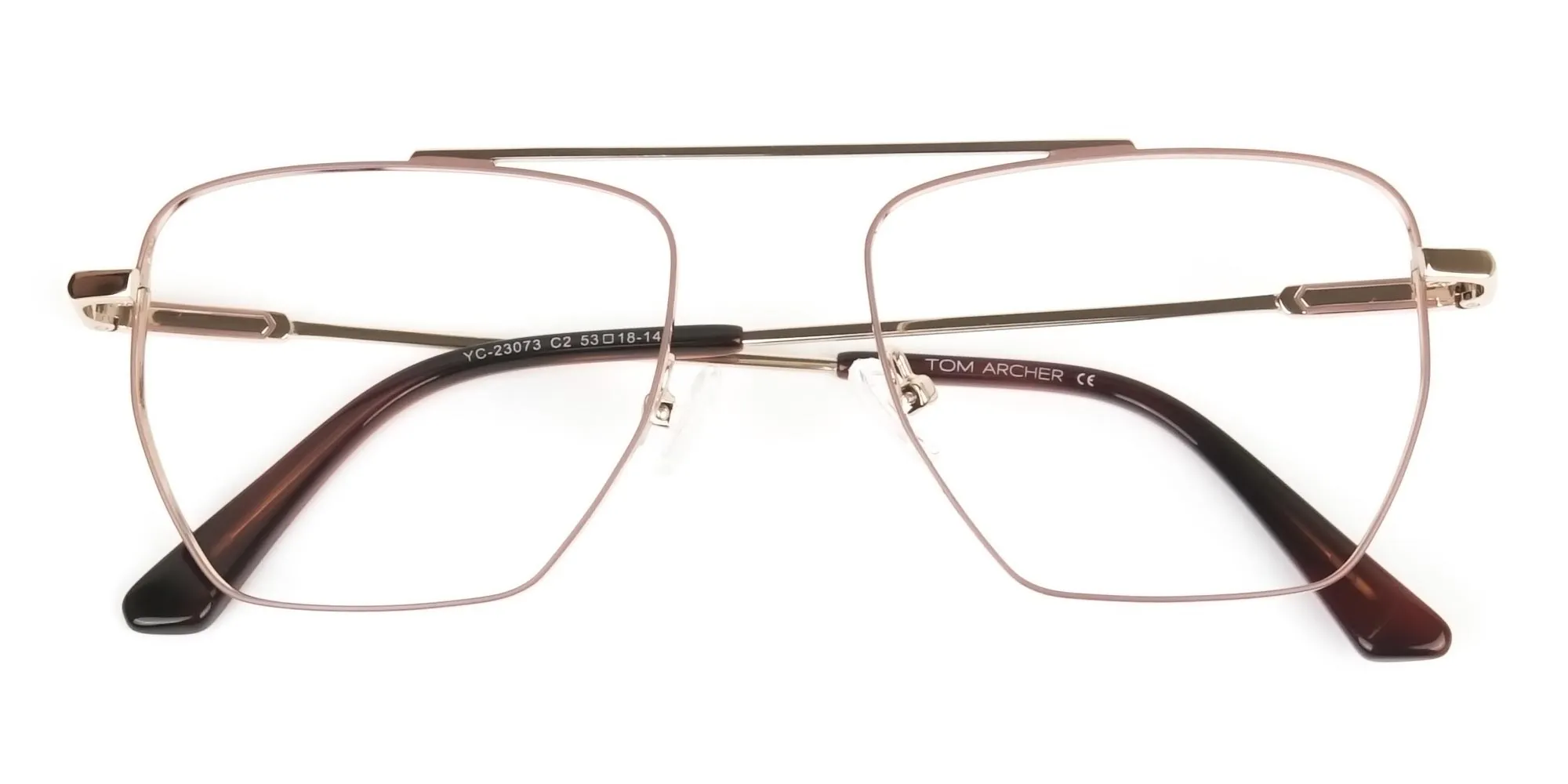 Lightweight Brown and Rose Gold Wire Frame Glasses Men Women - 2