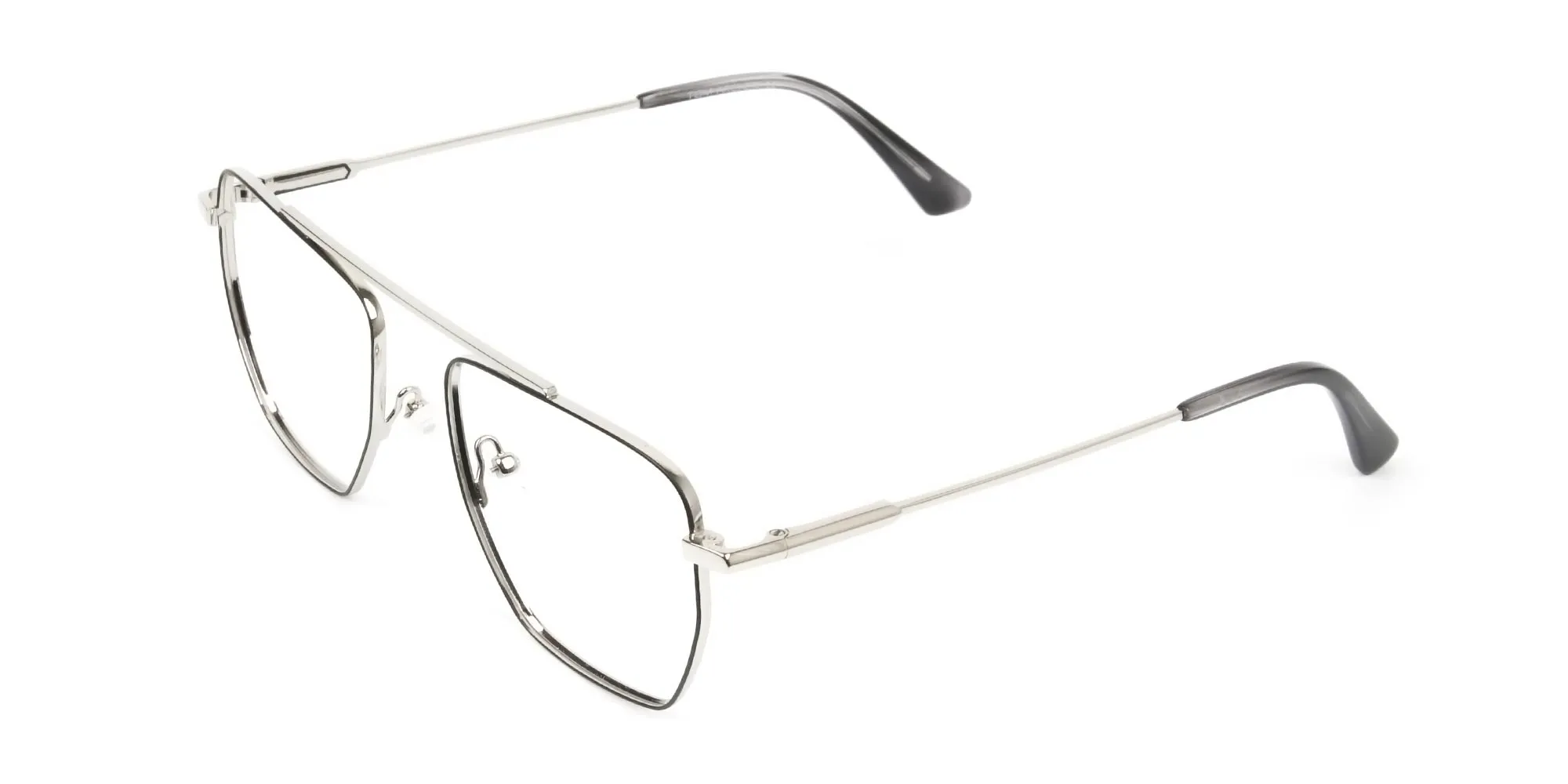 Lightweight  Black and Silver Wire Frame Glasses Men Women - 2