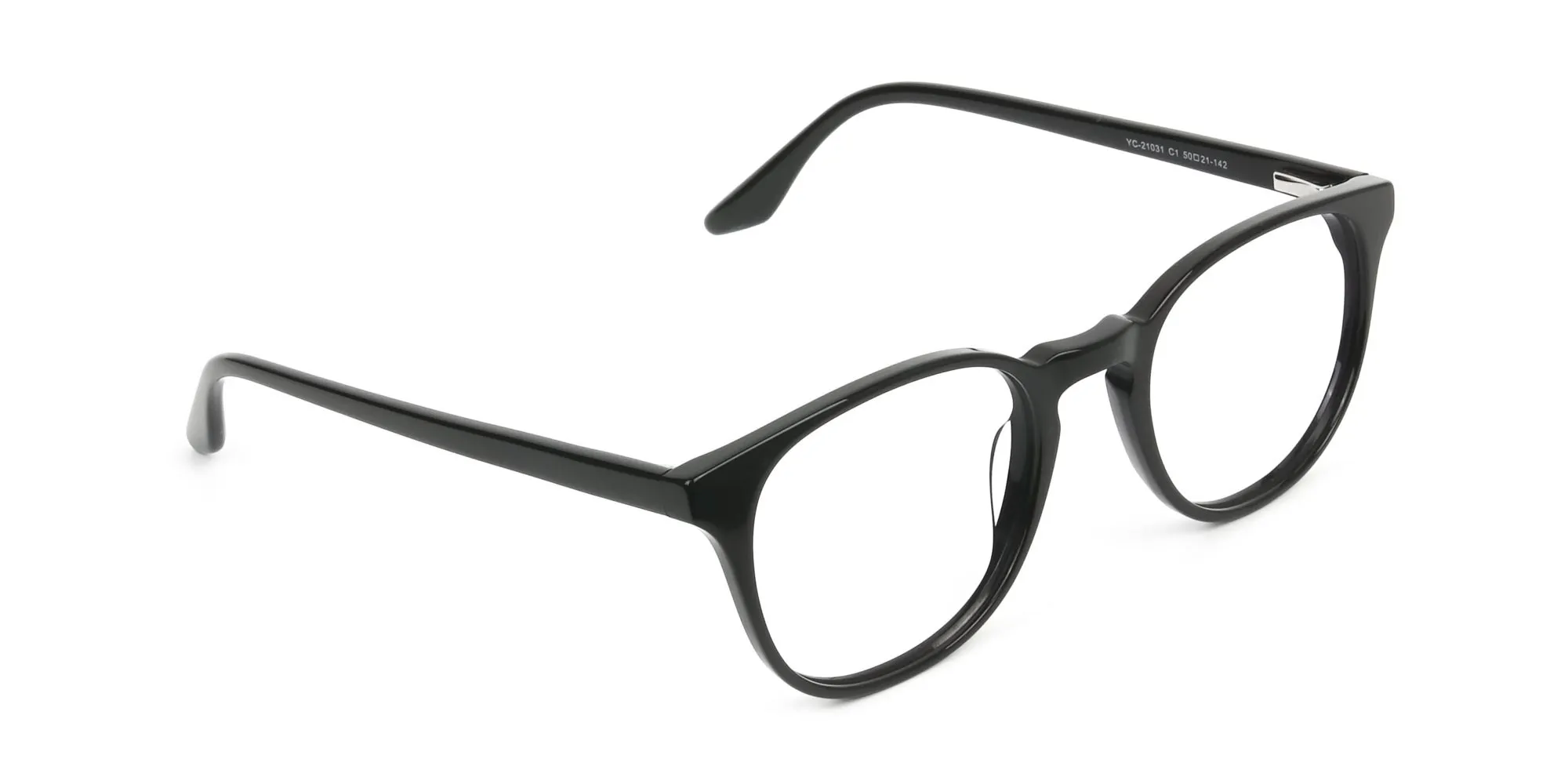 Black Wayfarer Style Glasses in Thin Frame - 2